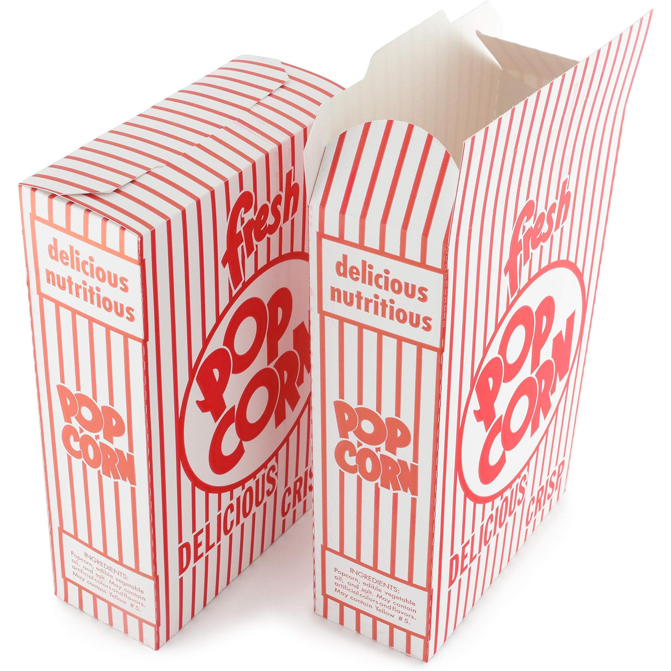 Snappy Popcorn 3-E Red And White Close Top Popcorn Boxes, 1.25 Oz, 100 Count