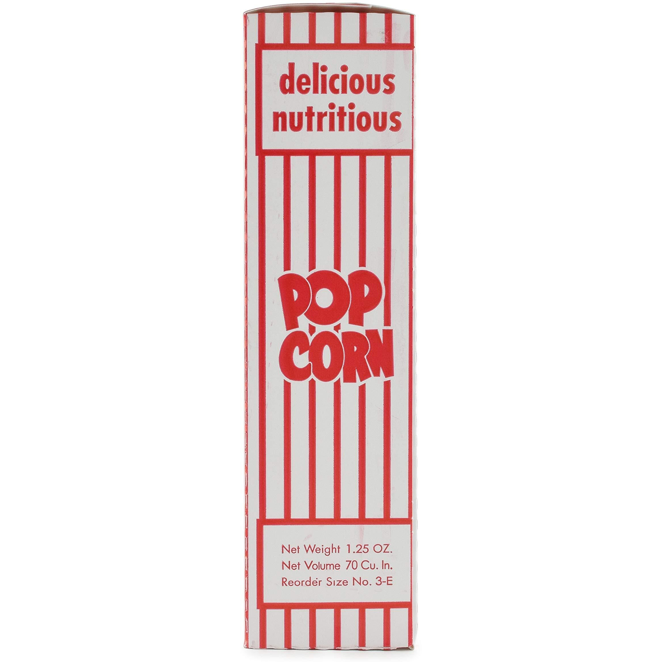 Snappy Popcorn 3-E Red And White Close Top Popcorn Boxes, 1.25 Oz, 100 Count
