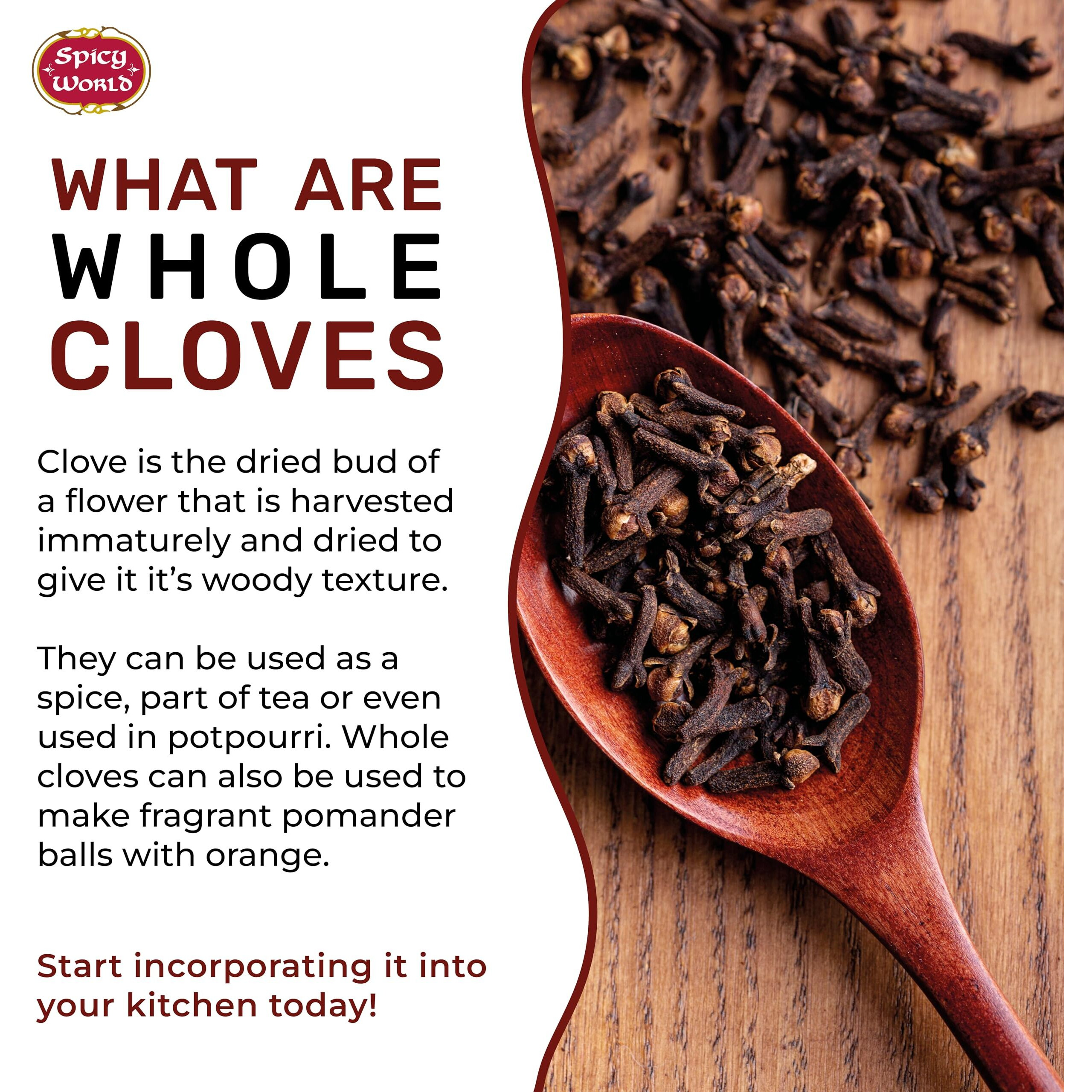 Spicy World Whole Cloves Bulk 14 Oz Bag - Premium Quality - Great For Foods, Clove Tea, Clove Pomander Balls & Potpourri - Aromatic & Richly Flavored Cloves Whole