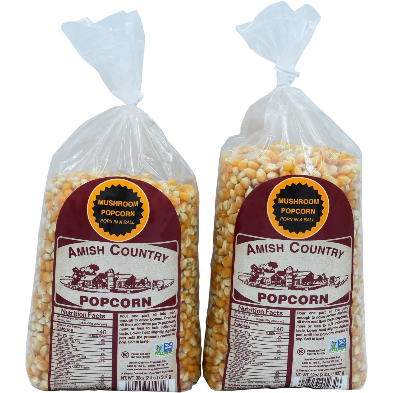 Amish Country Popcorn | 2-2 Lb Bags | Mushroom Popcorn Kernels | Old Fashioned, Non-Gmo And Gluten Free