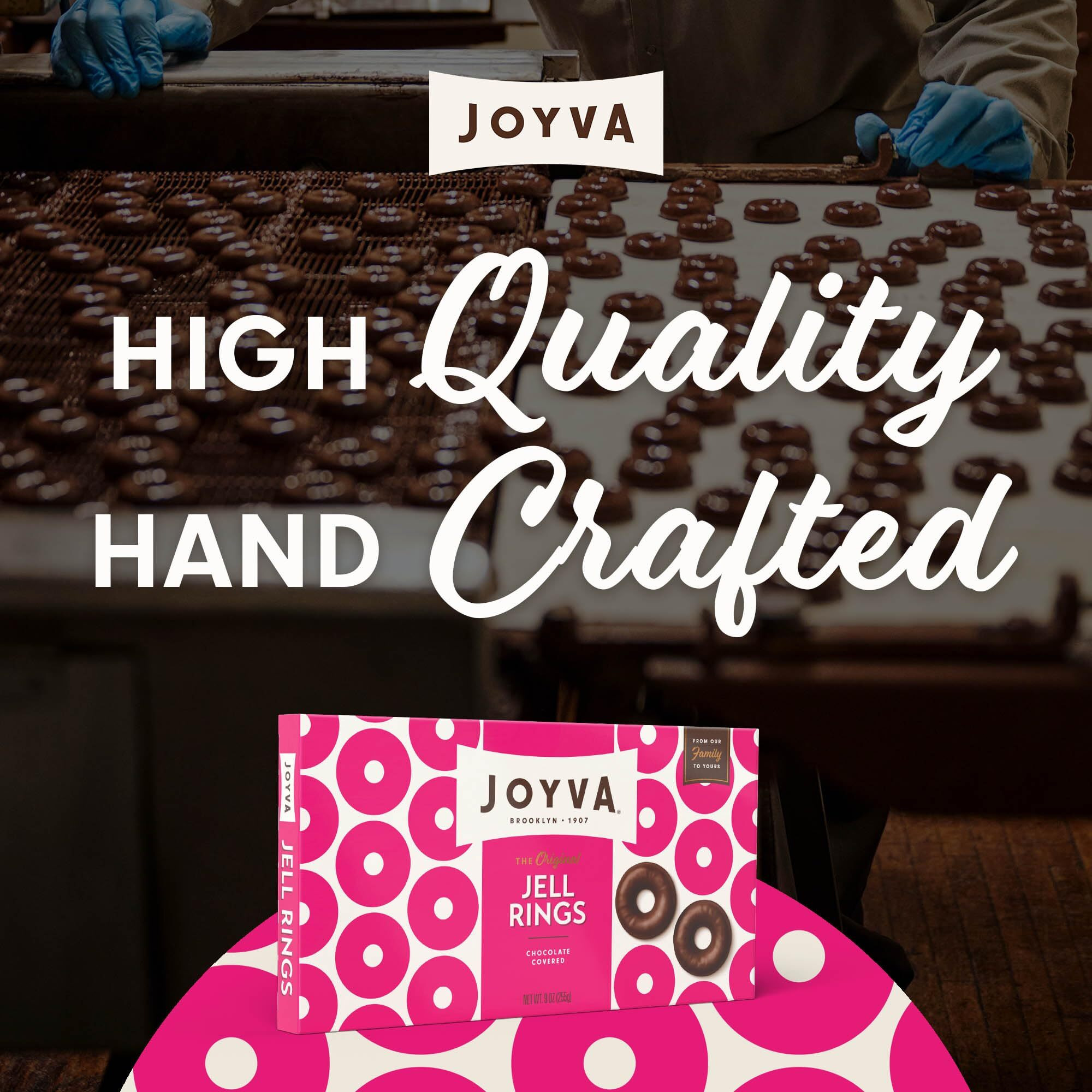 Joyva Jell Rings - The Original Gourmet Chocolate Confection With A Sweet Jelly Filling - Kosher Parve, Vegan, Non-Dairy, No Gluten Treats - Made In Brooklyn - 5-Lb. Bulk Box, Approximately 165 Pieces