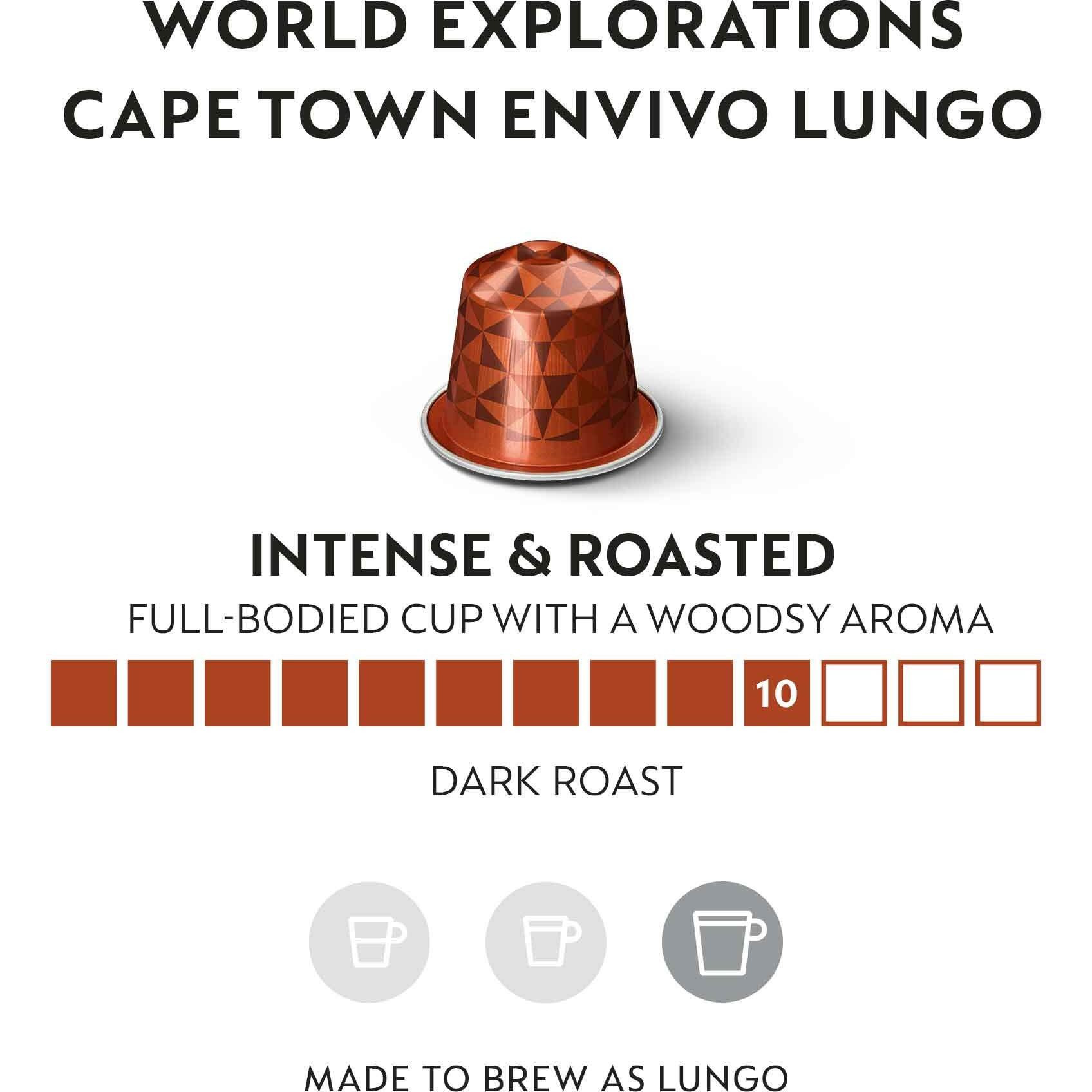 Nespresso Capsules Original Line, Cape Town Envivo Lungo, Dark Roast Espresso Coffee Pods, 50 Count Coffee Pods