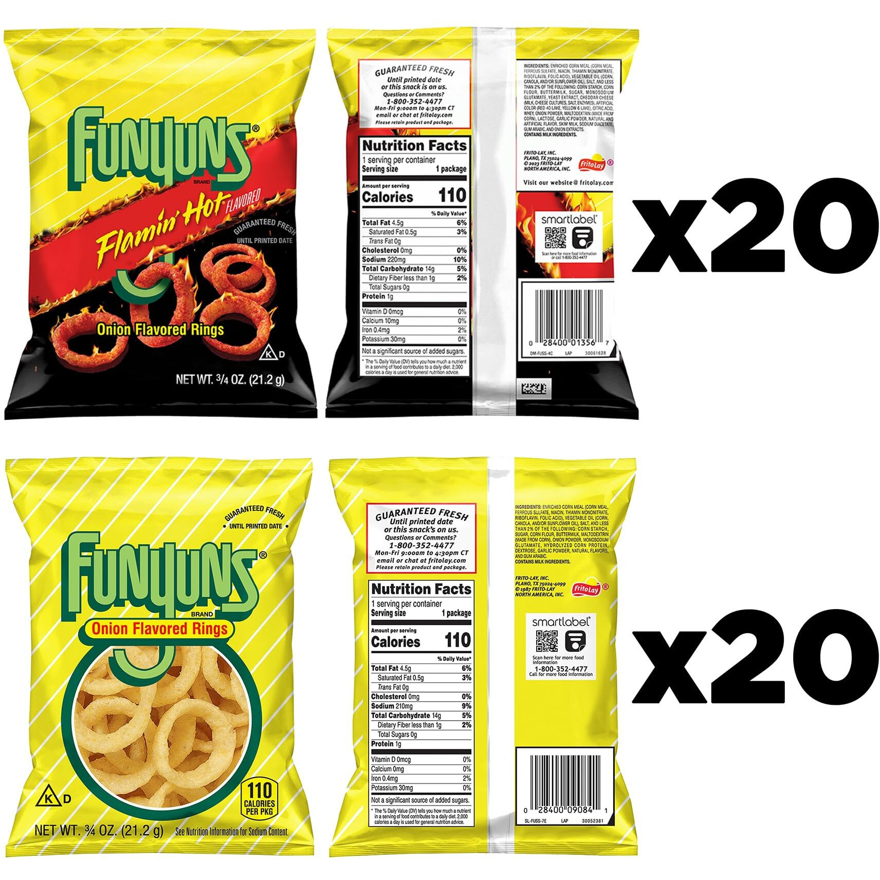 Funyuns Onion Flavored Rings, Variety Pack, 0.75 Ounce (Pack Of 40)