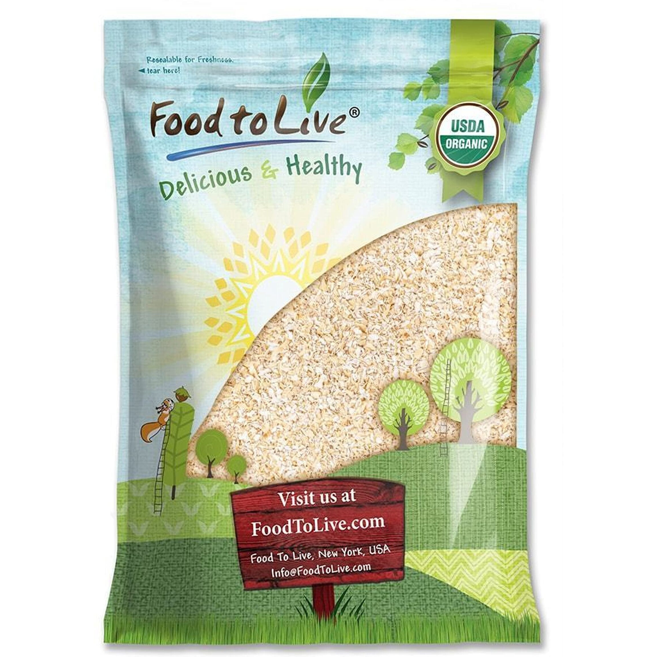 Food To Live Organic Oat Bran, 10 Pounds Non-Gmo, Kosher, Vegan, Bulk, High Fiber Hot Cereal, Milled From High Protein Oats