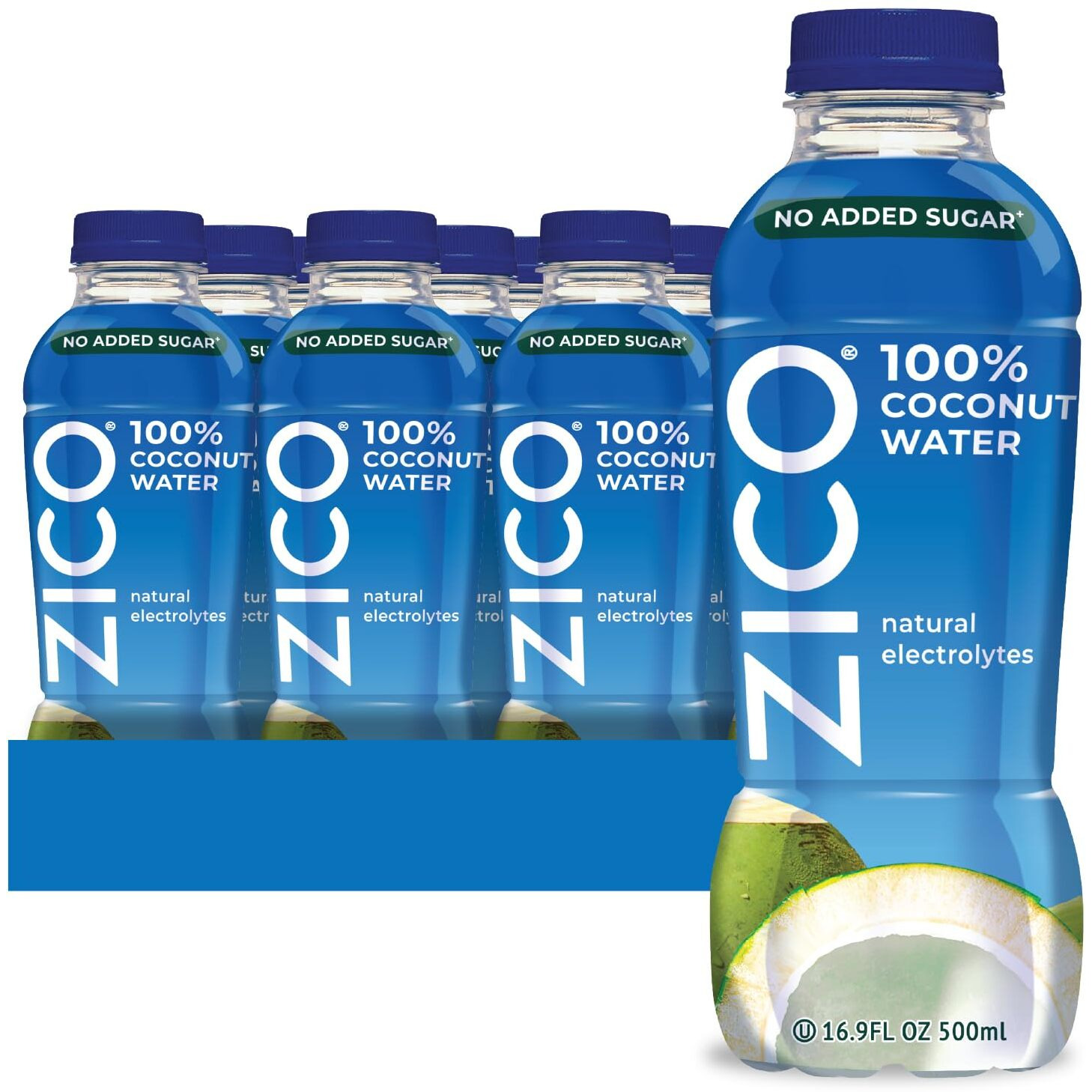 Zico 100% Coconut Water, No Added Sugar, Refreshingly Delicious, Hydration With Electrolytes, 16.9 Fl Oz (Pack Of 12)
