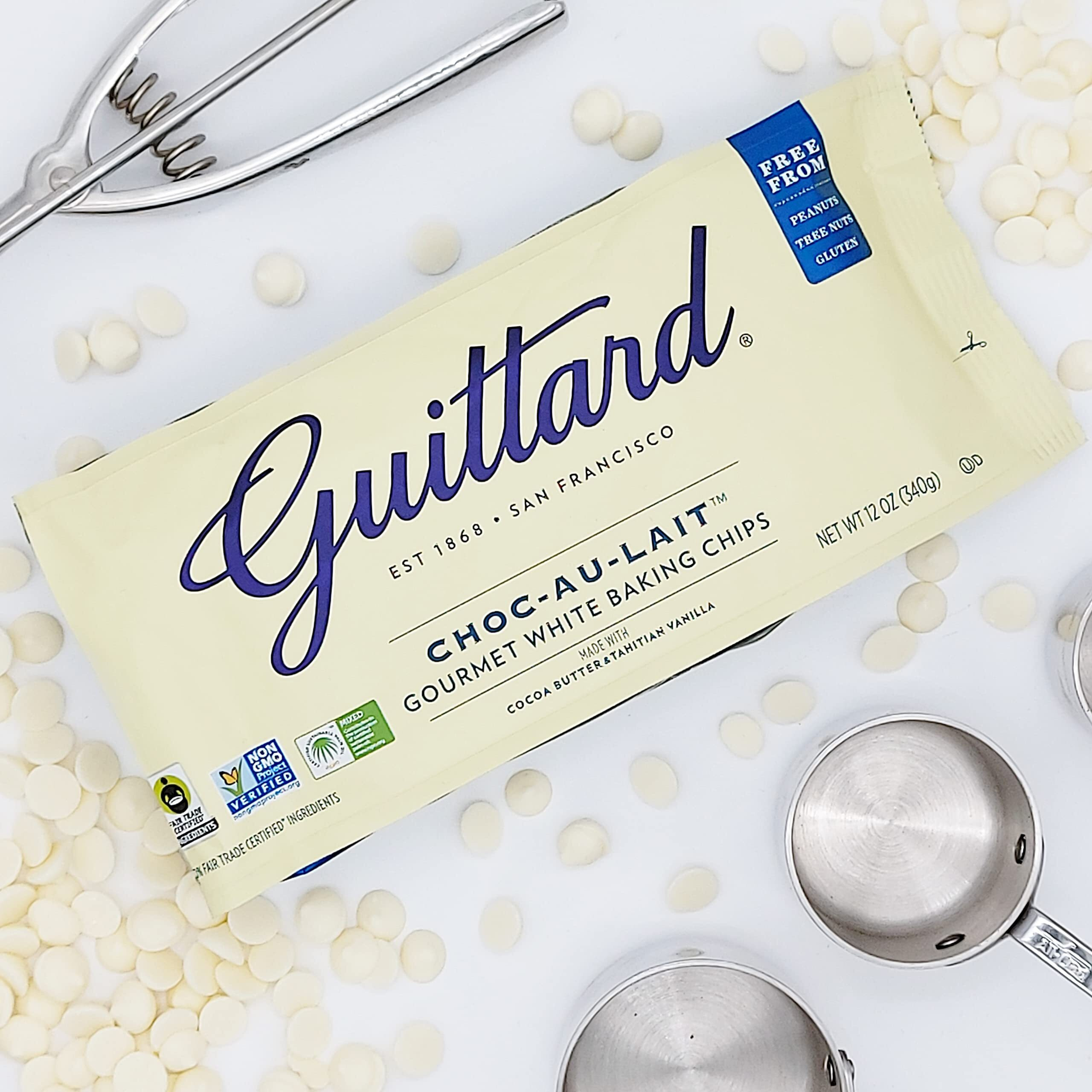 Guittard Baking Au Lait Chip, Vanilla, White Chocolate, 12 Oz