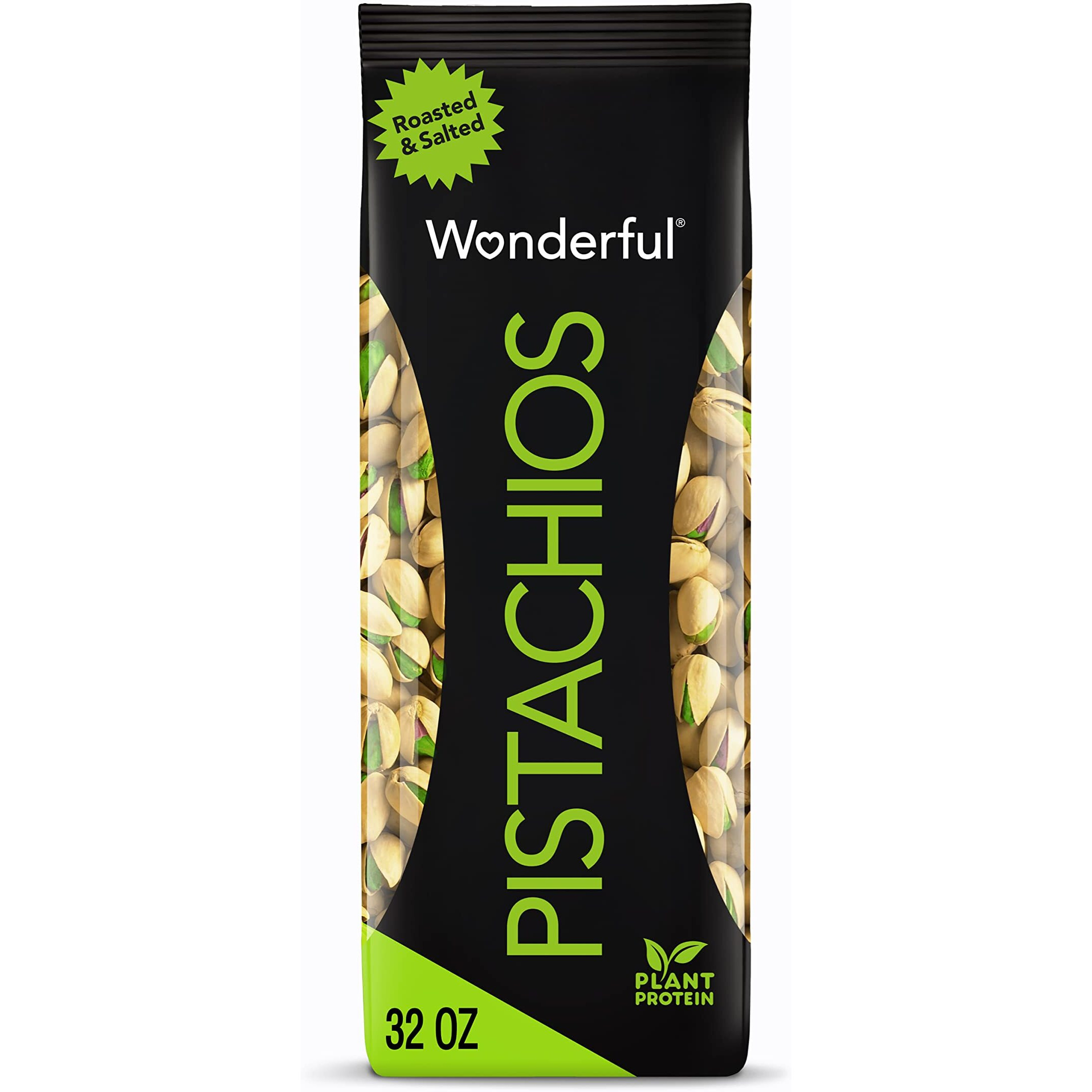 Wonderful Pistachios In Shell, Roasted & Salted Nuts, 32 Ounce Bag, Protein Snacks, Gluten Free, Healthy Snacks