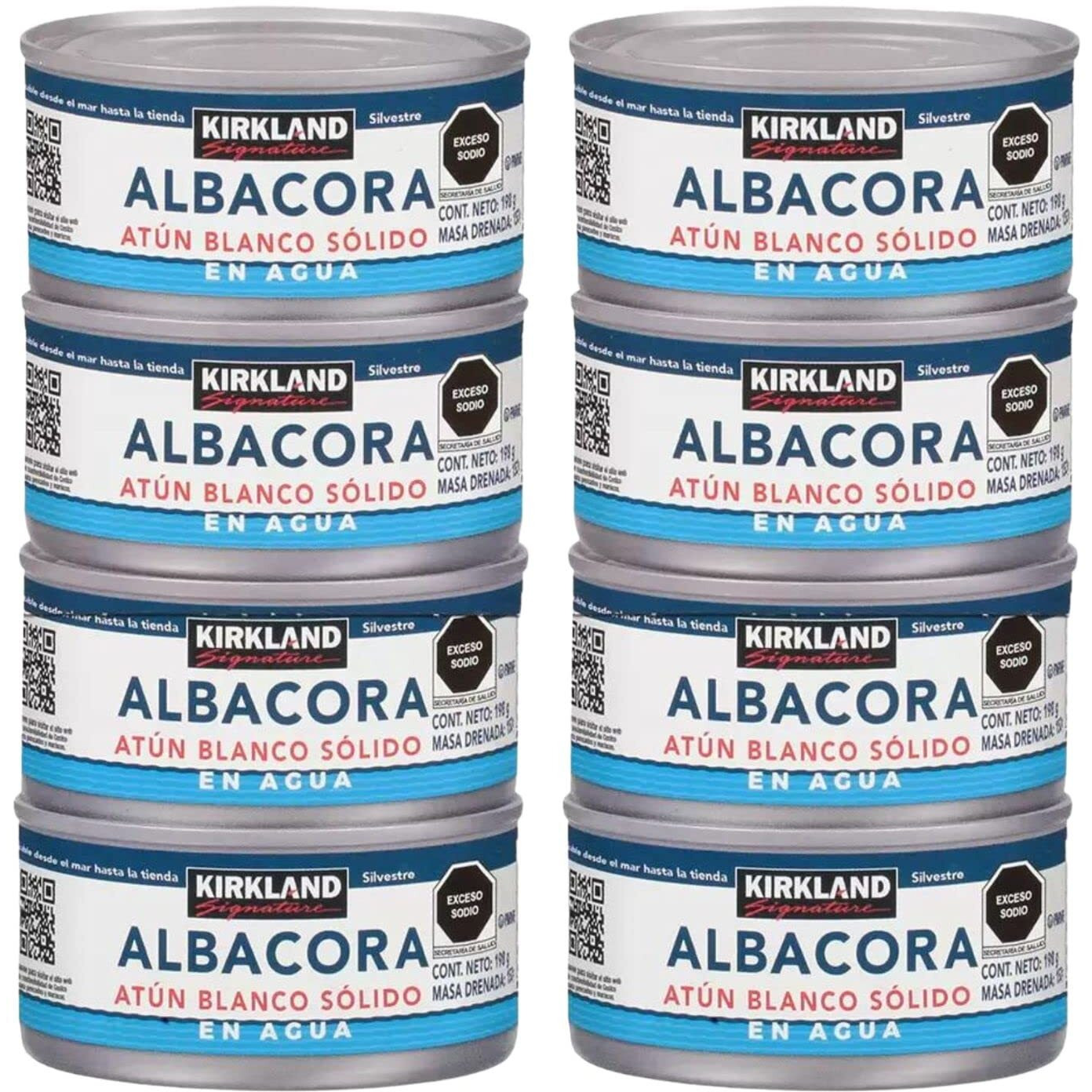 Kirkland Albacore Solid White Tuna In Water - 8 Cans (Total Net Weight 3.5Lbs)