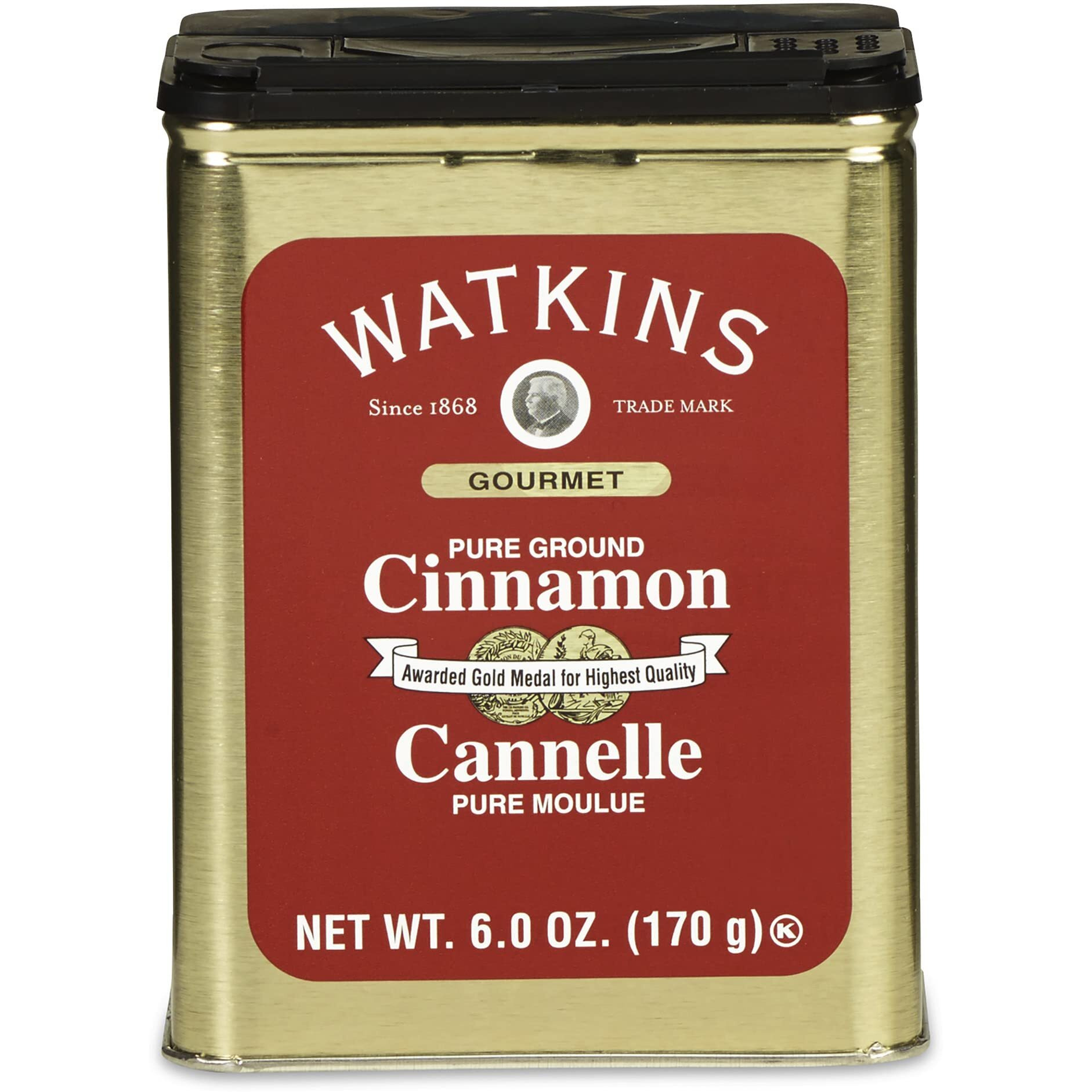 Watkins Gourmet Spice Tin, Pure Ground Cinnamon, 6 Oz. Tin, 1-Count