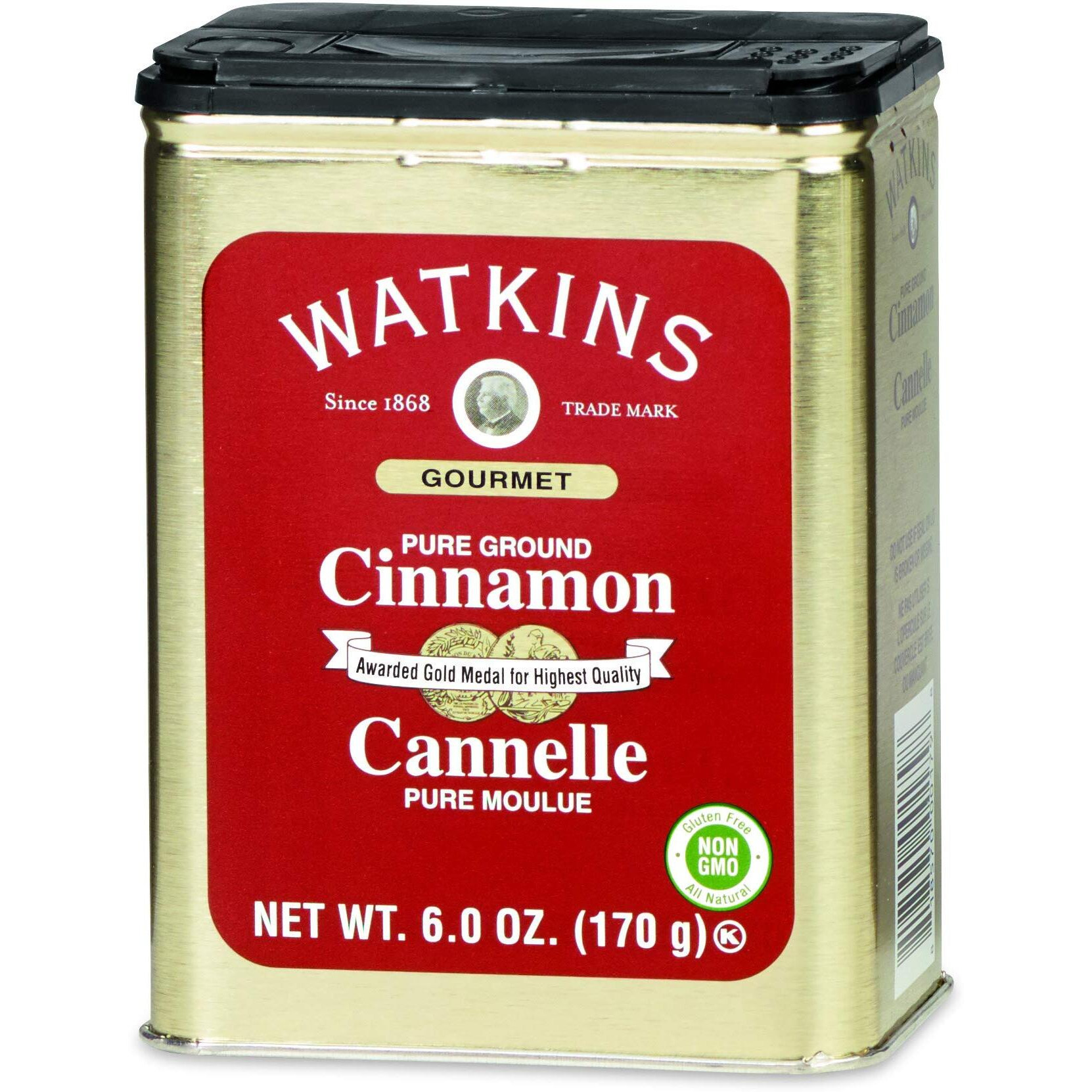 Watkins Gourmet Spice Tin, Pure Ground Cinnamon, 6 Oz. Tin, 1-Count