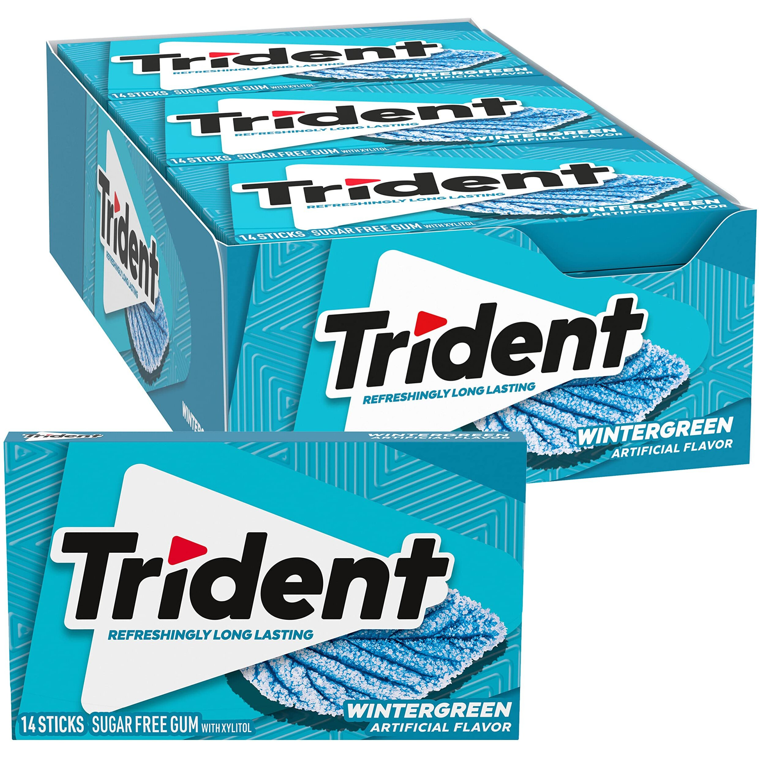 Trident Wintergreen Sugar Free Gum, 12 Packs Of 14 Pieces (168 Total Pieces)