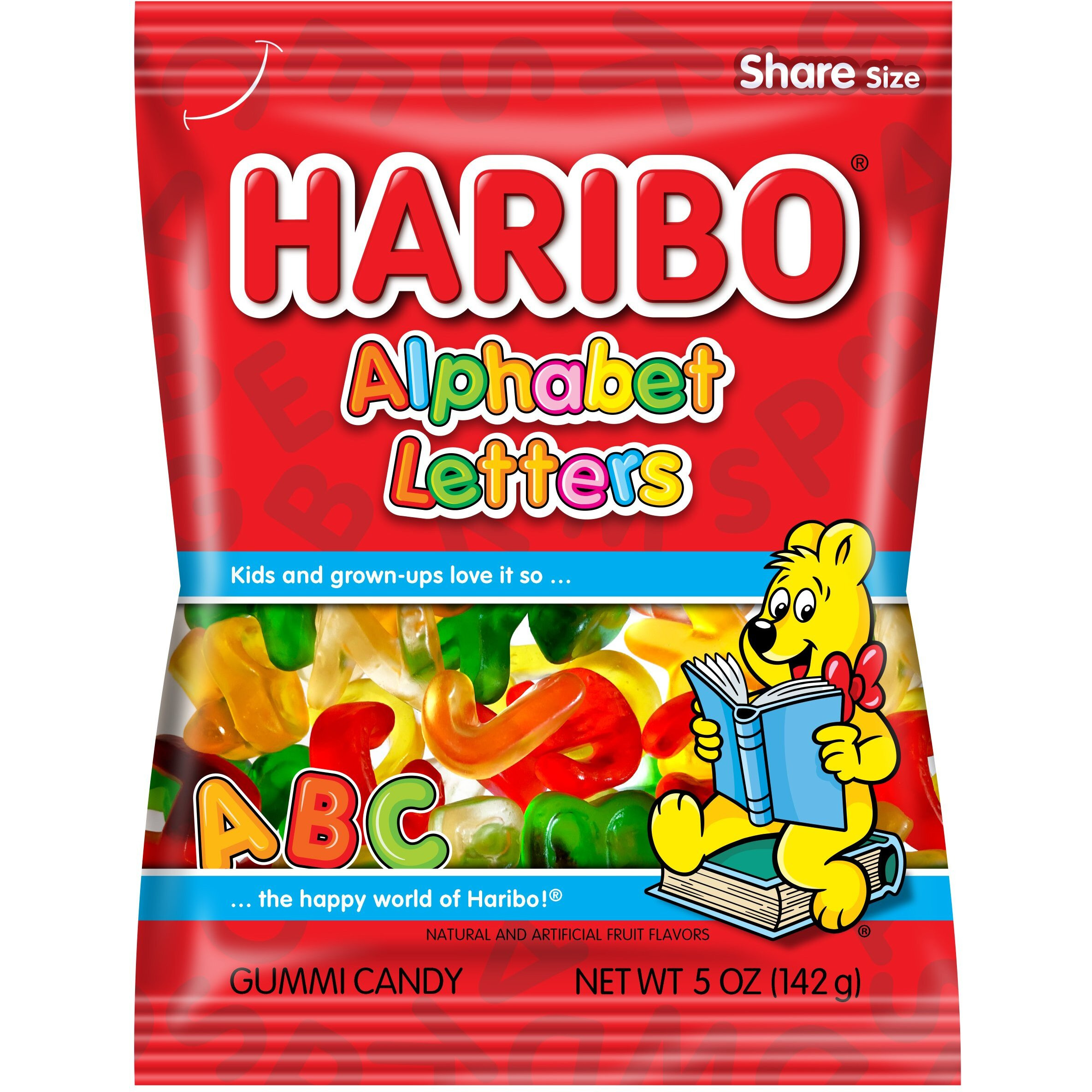 Haribo Gummi Candy, Alphabet Letters, 5 Oz. Bag (Pack Of 12)