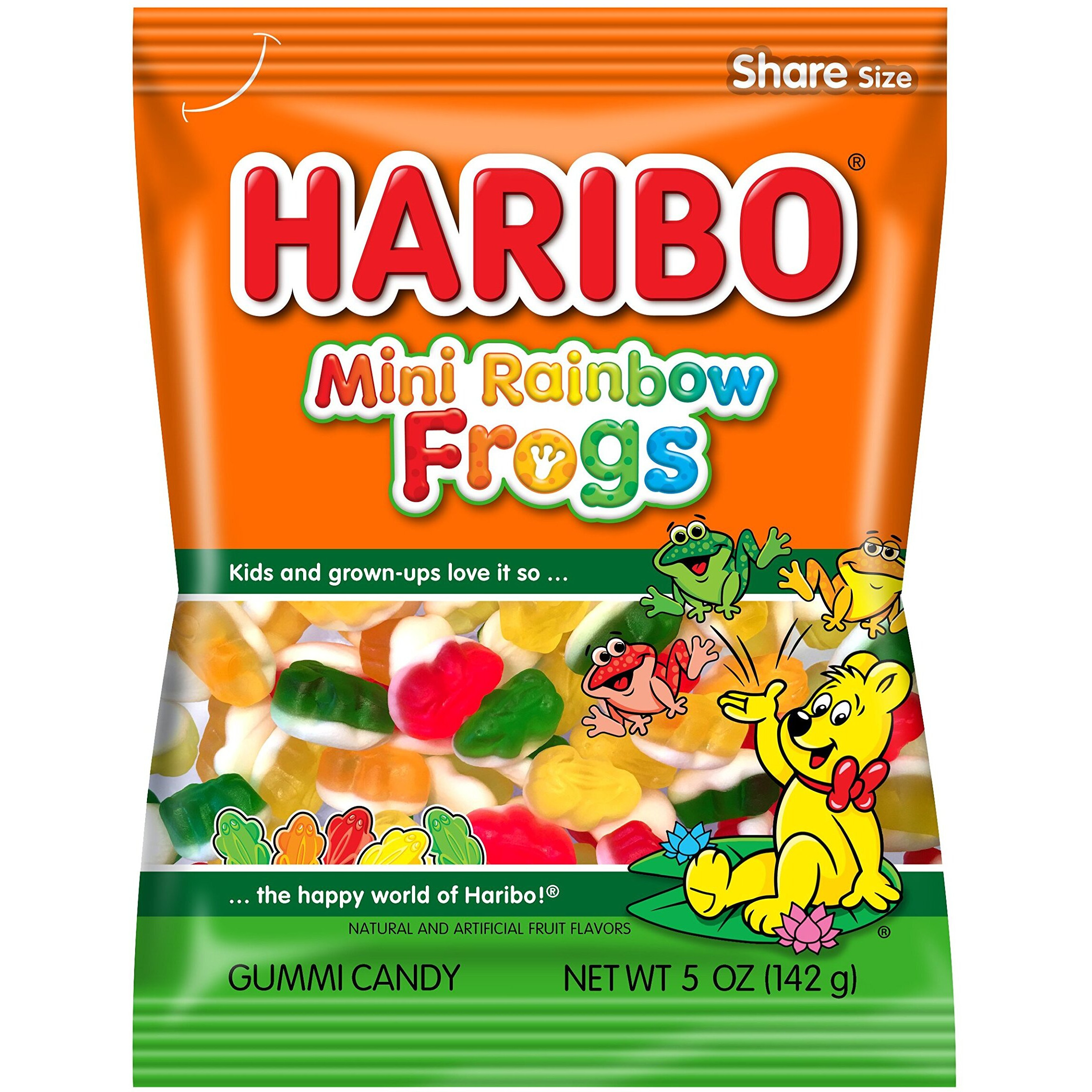 Haribo Gummi Candy, Mini Rainbow Frogs, 5 Oz. Bag (Pack Of 12)