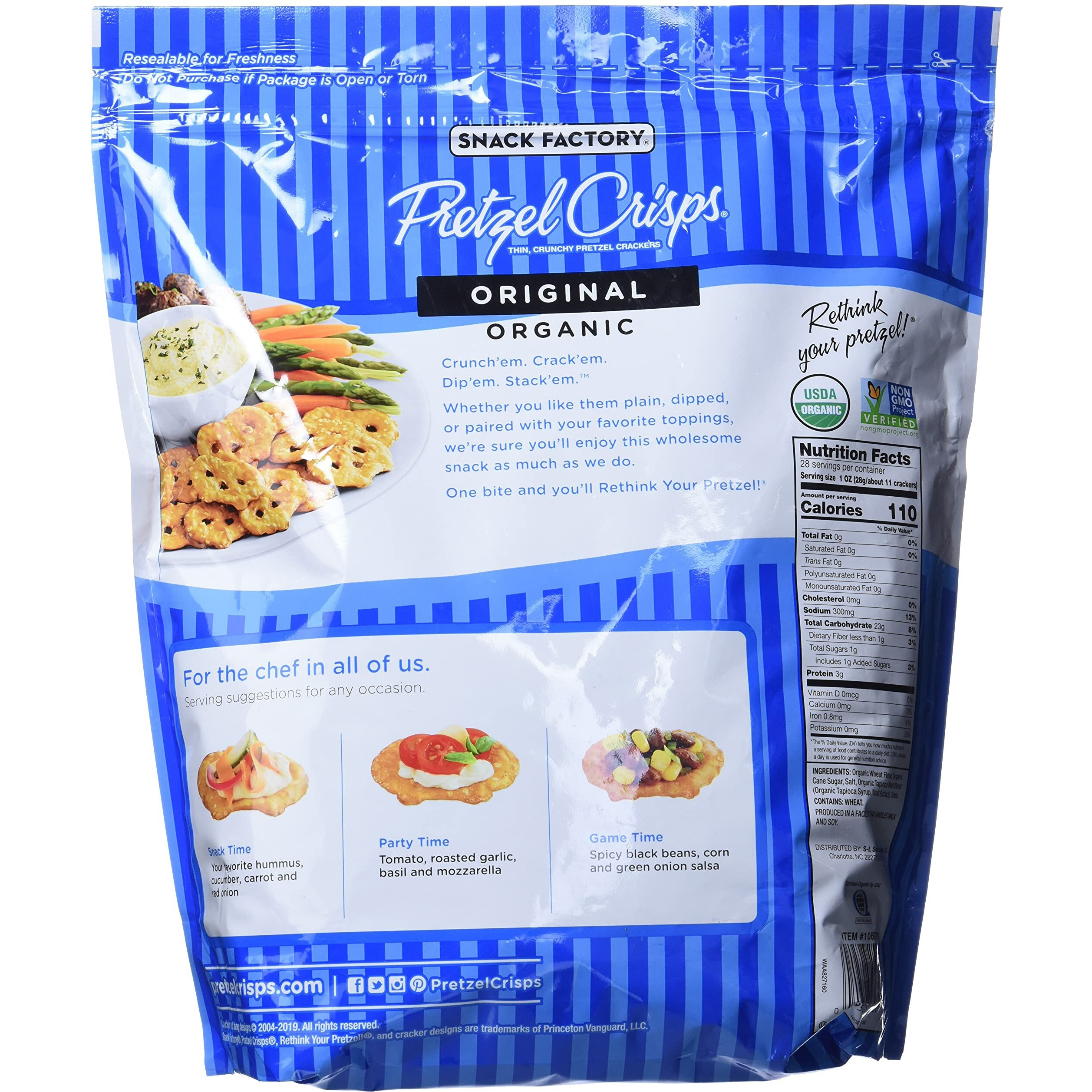 Snack Factory Pretzel Crisps, Original Organic, 28 Oz Bag