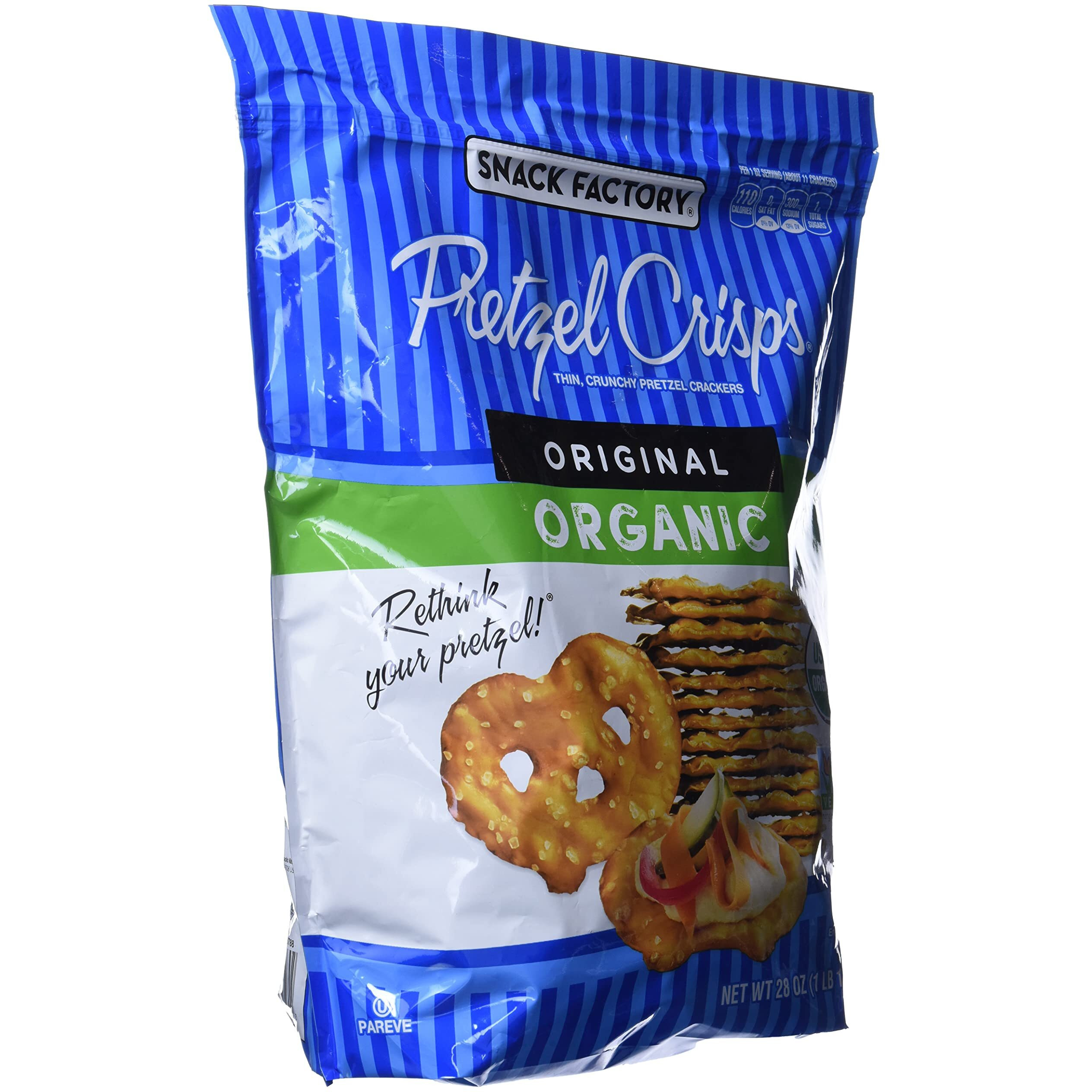 Snack Factory Pretzel Crisps, Original Organic, 28 Oz Bag