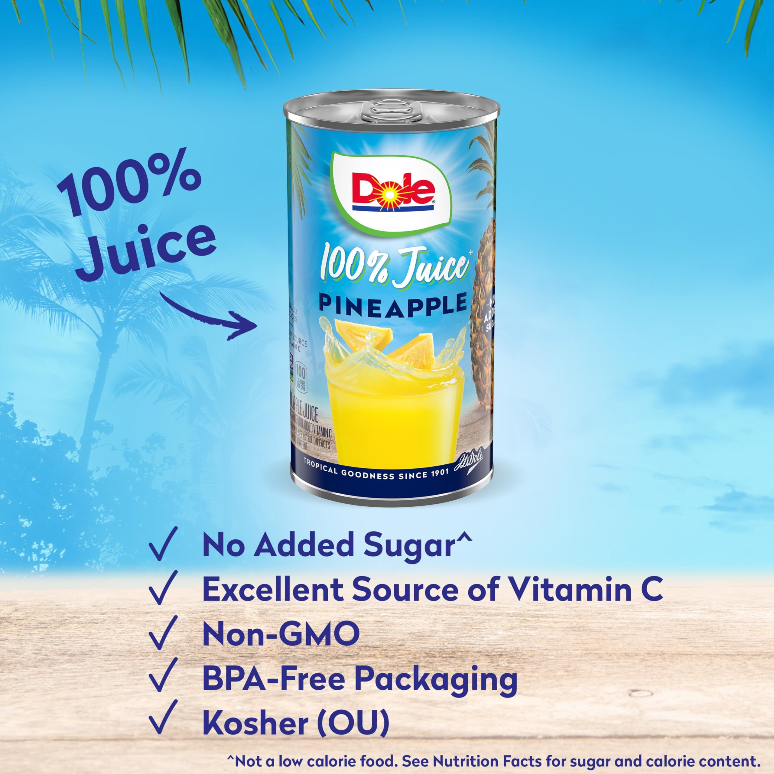 Dole Pineapple Juice, 100% Fruit Juice With Added Vitamin C, 6 Fl Oz (Pack Of 6), 48 Total Cans