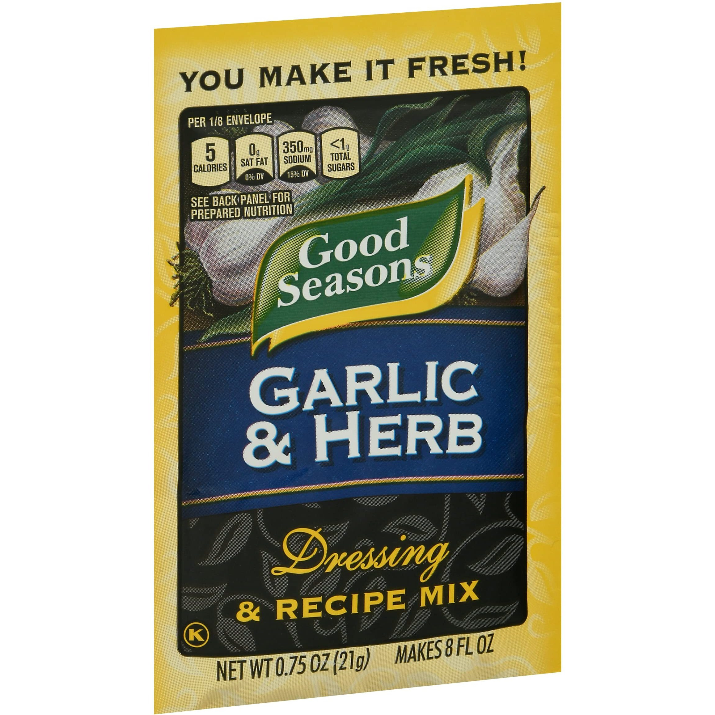 Good Seasons Salad Dressing & Recipe Mix, Garlic & Herb, 0.75 Oz, 6 Pk