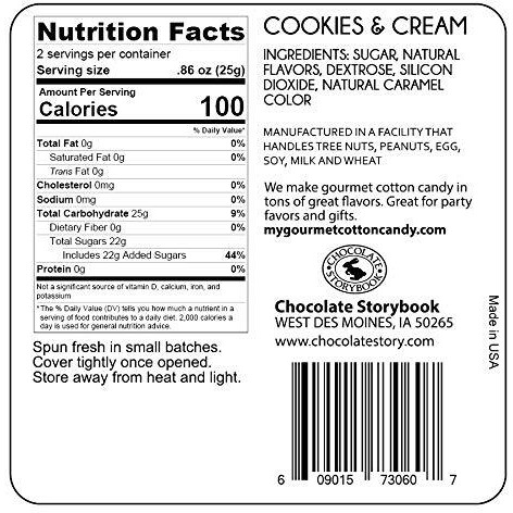 Cookies & Cream Gourmet Flavored Cotton Candy - Unique Idea For Holidays, Birthdays, Gag Gifts, Party Favors