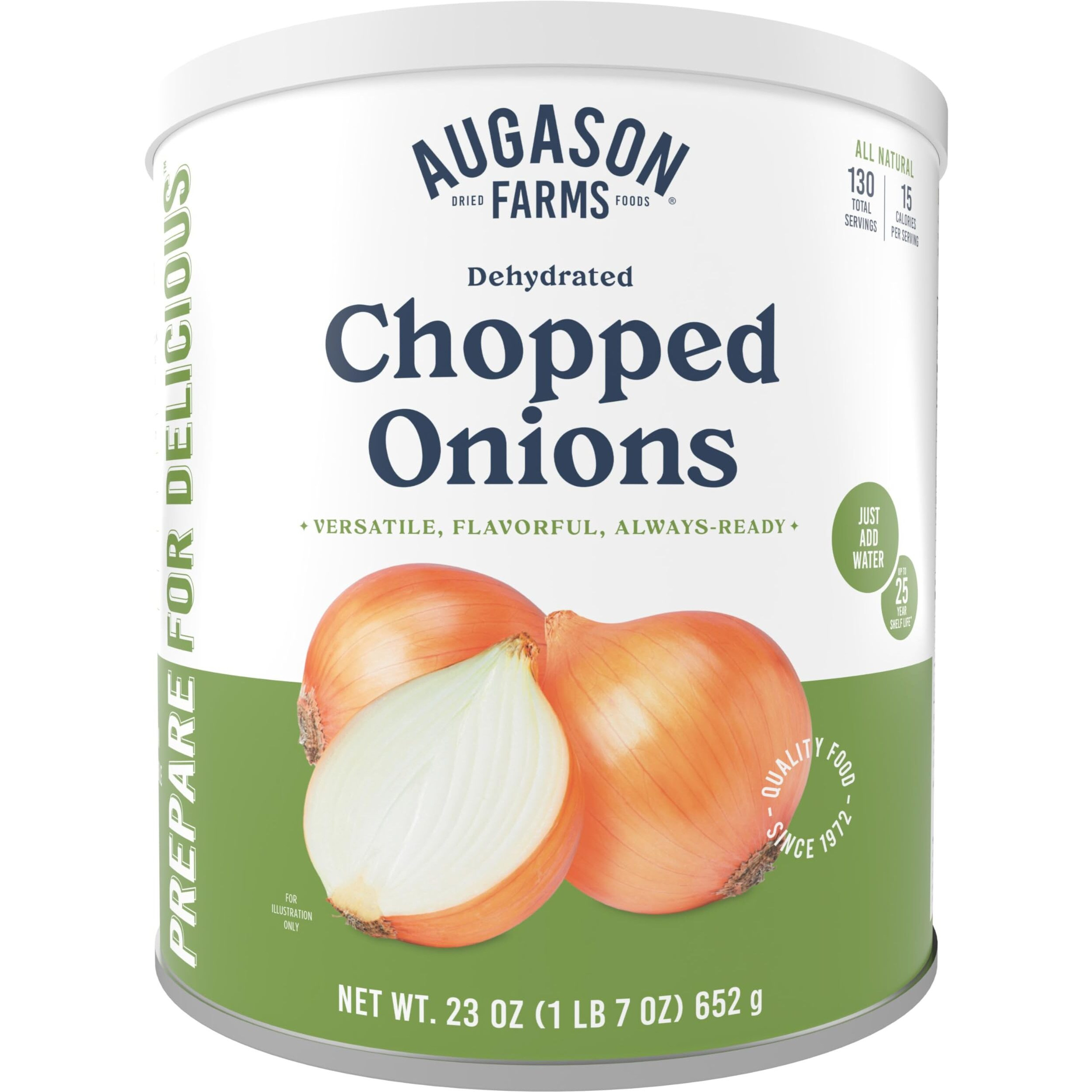 Augason Farms Dehydrated Chopped Onions Can, Emergency Food Supply, Everyday Meals, 130 Servings