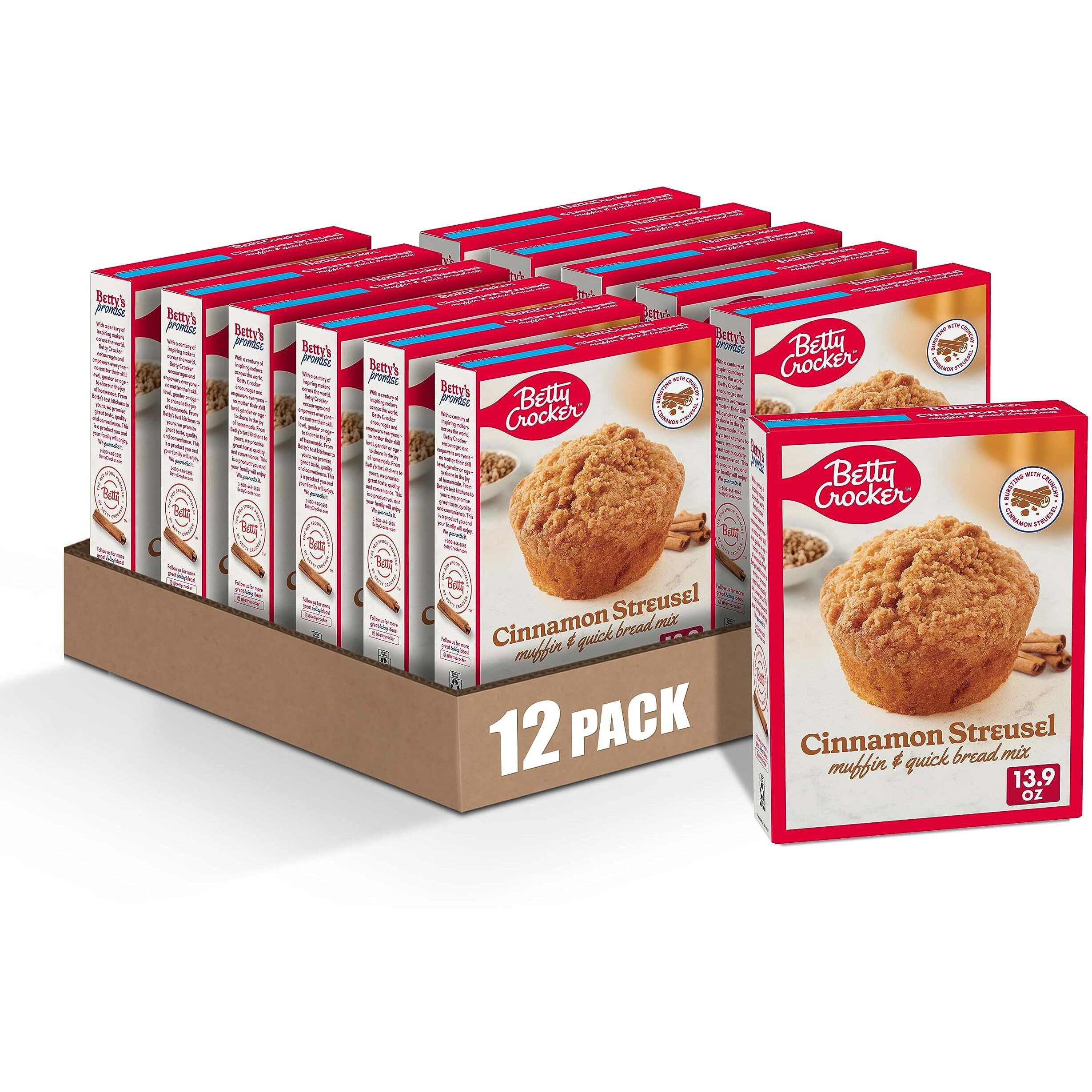 Betty Crocker Cinnamon Streusel Muffin And Quick Bread Mix, 13.9 Oz. (Pack Of 12)