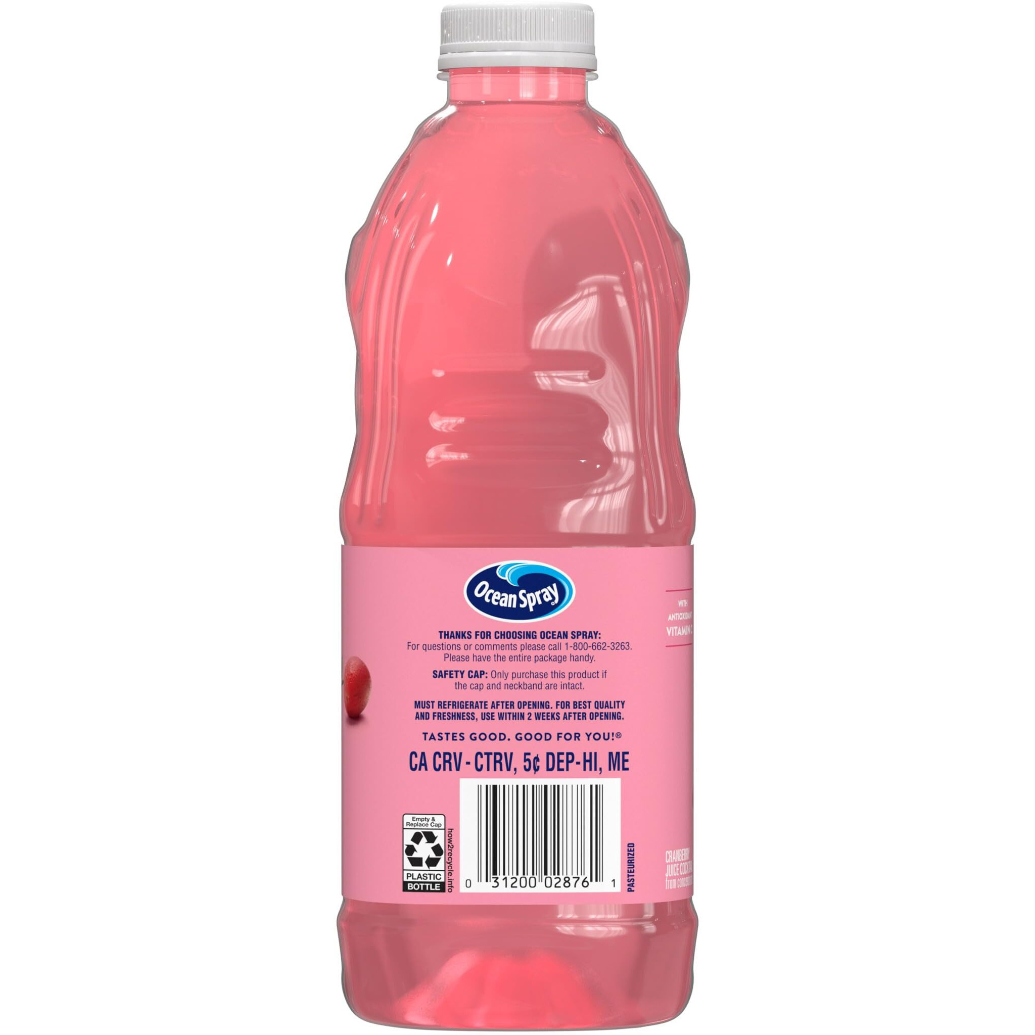 Ocean Spray Pink Cranberry Juice Cocktail, 64 Fl Oz Bottle (Pack Of 8)