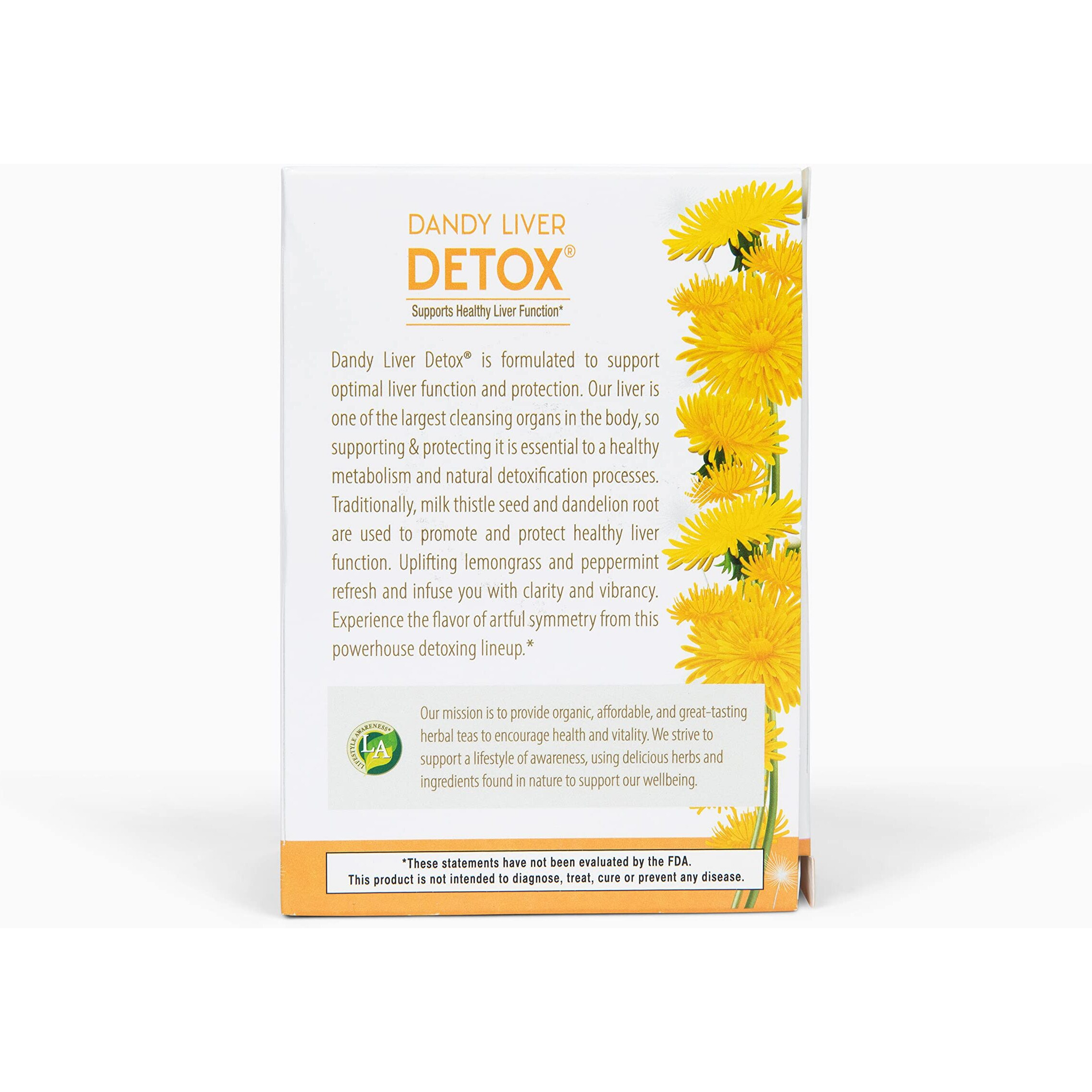 Lifestyle Awareness Teas, Caffeine Free Dandy Liver Detox Tea, 20 Count