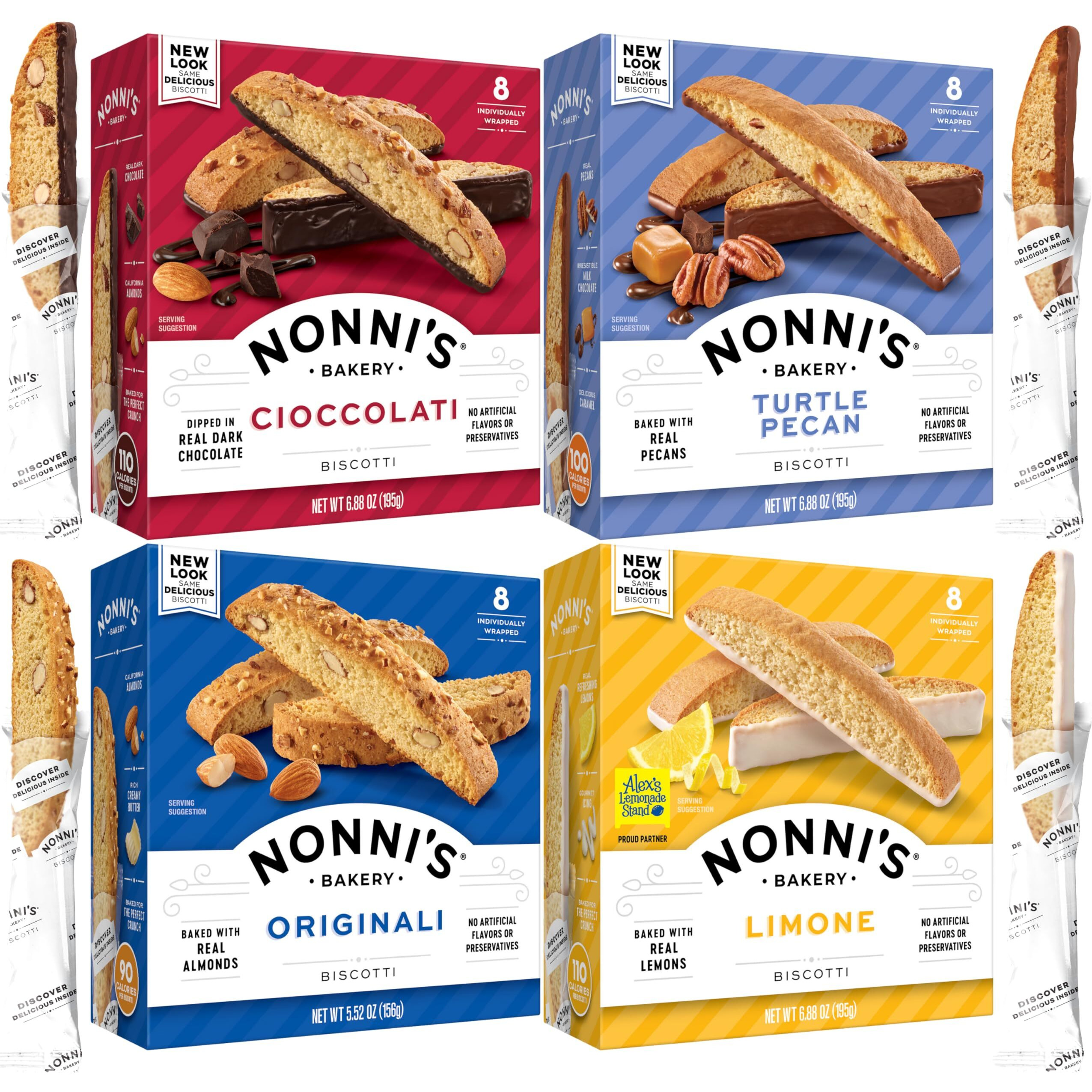 Nonni's Biscotti Variety Pack Of 4 - (Cioccolati Limone Originali Turtle Pecan)