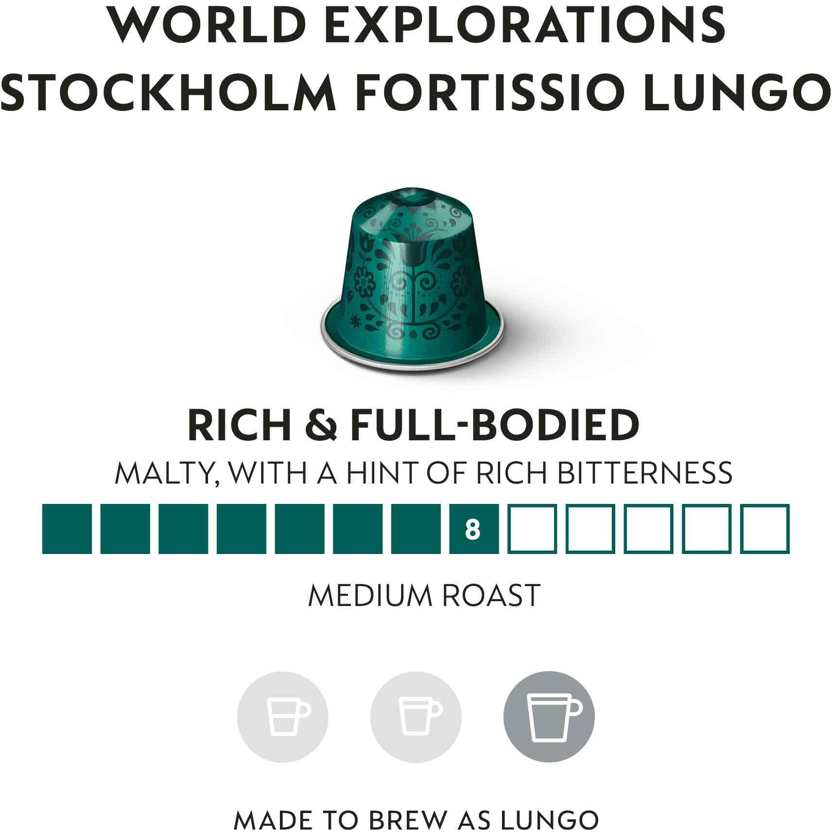 Nespresso Capsules Original Line, Stockholm Fortissio Lungo, Dark Roast Coffee, 50 Count Coffee Pods