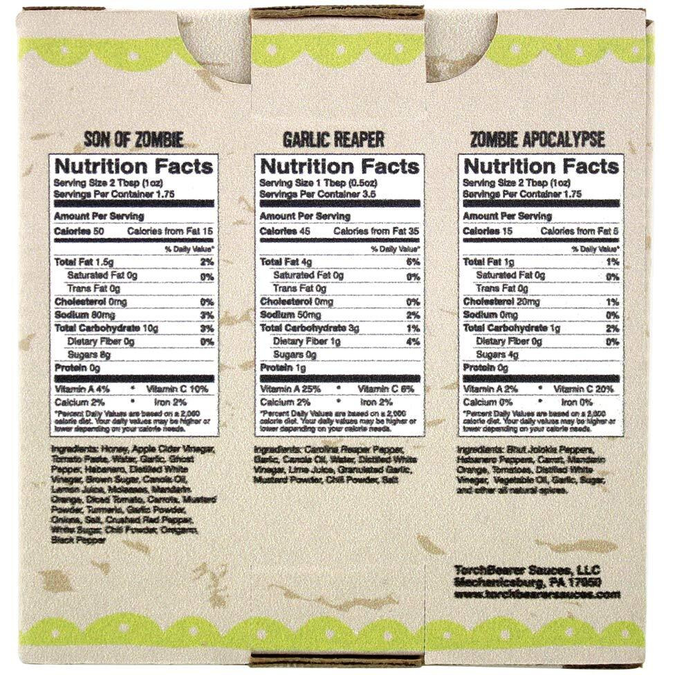Torchbearer Sauces Best Sellers 3-Pack Mini Hot Sauce Gift Set, 1.7 Oz Each - Zombie Apocalypse, Garlic Reaper, Son Of Zombie