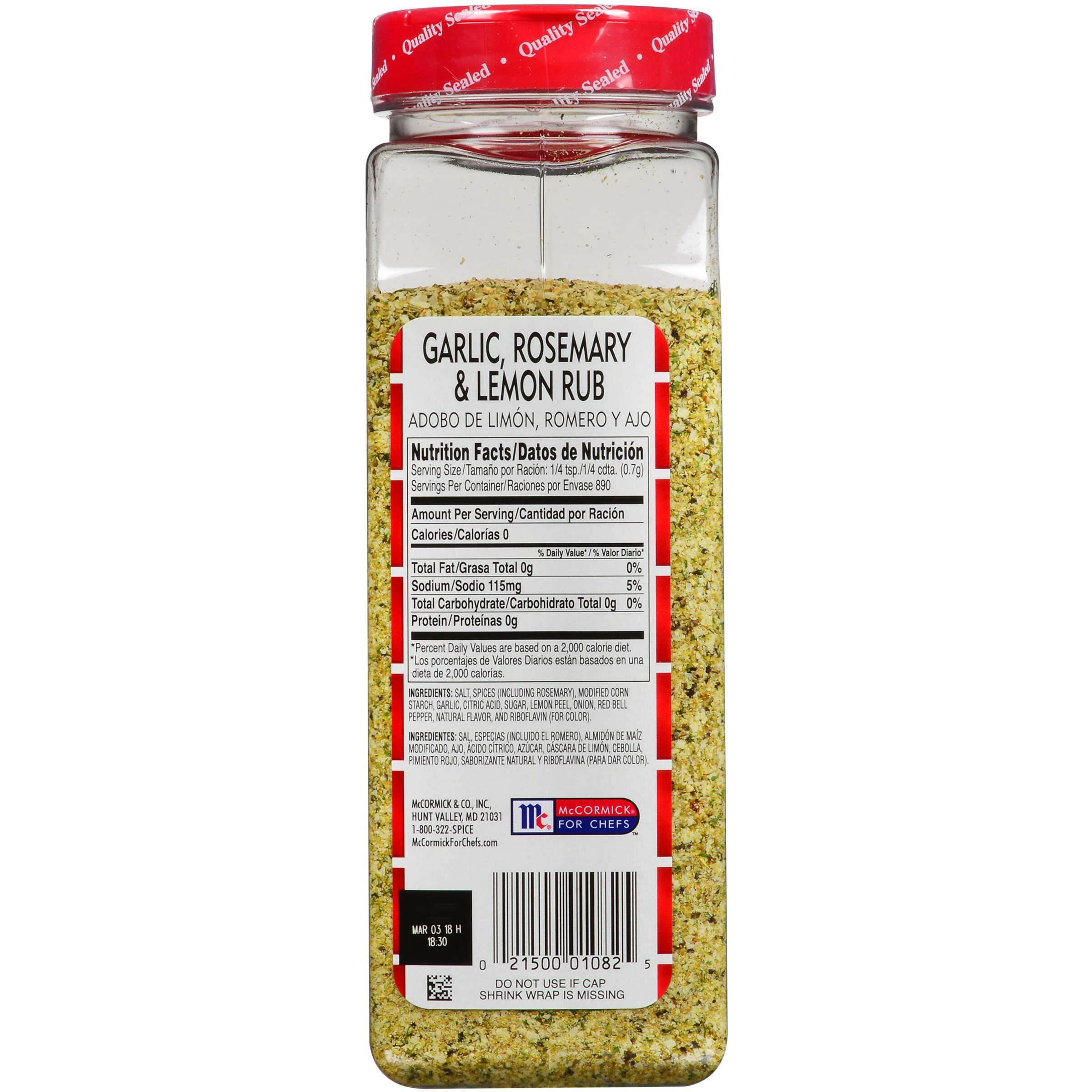 Lawry's Garlic, Rosemary & Lemon Rub, 22 Oz - One 22 Ounce Container Of Garlic, Lemon And Rosemary Seasoning, Made For Chefs To Use On Chicken, Fish, Vegetables And More