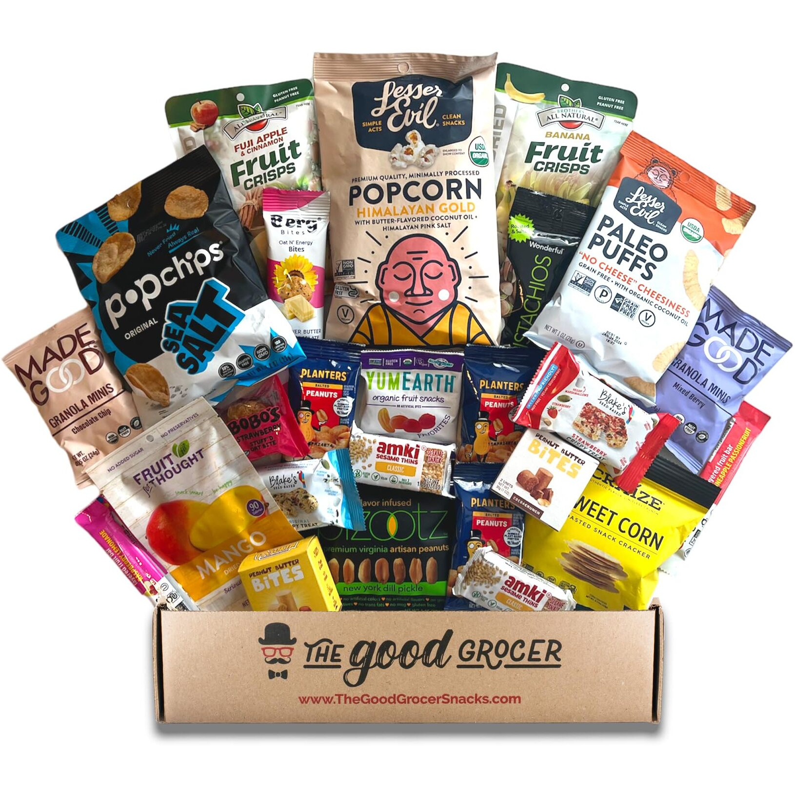 Gluten Free And Vegan (Dairy And Fig Free) Healthy Snacks Care Package (25 Ct) Cookies, Bars, Chips, Fruit, Nuts, Trail Mix, Gift Box Sampler, Office Variety, College Student Care Package, Gift Basket Alternative