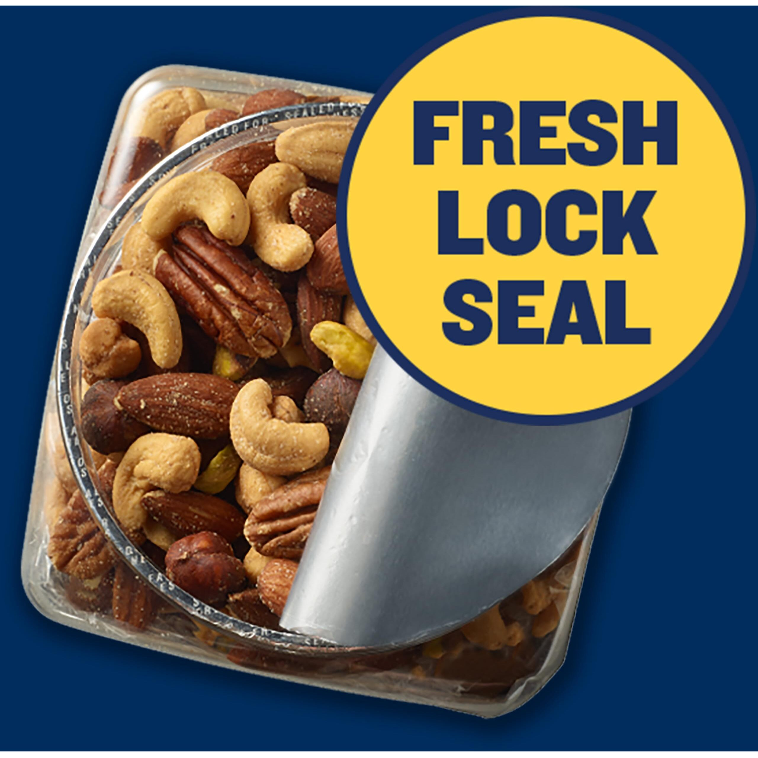 Planters Deluxe Mixed Nuts, Cashews, Almonds, Pecans, Pistachios, Hazelnuts, Roasted With Sea Salt, Party Snacks, Plant-Based Protein, Quick Snack For Adults, After School Snack, 27Oz Container