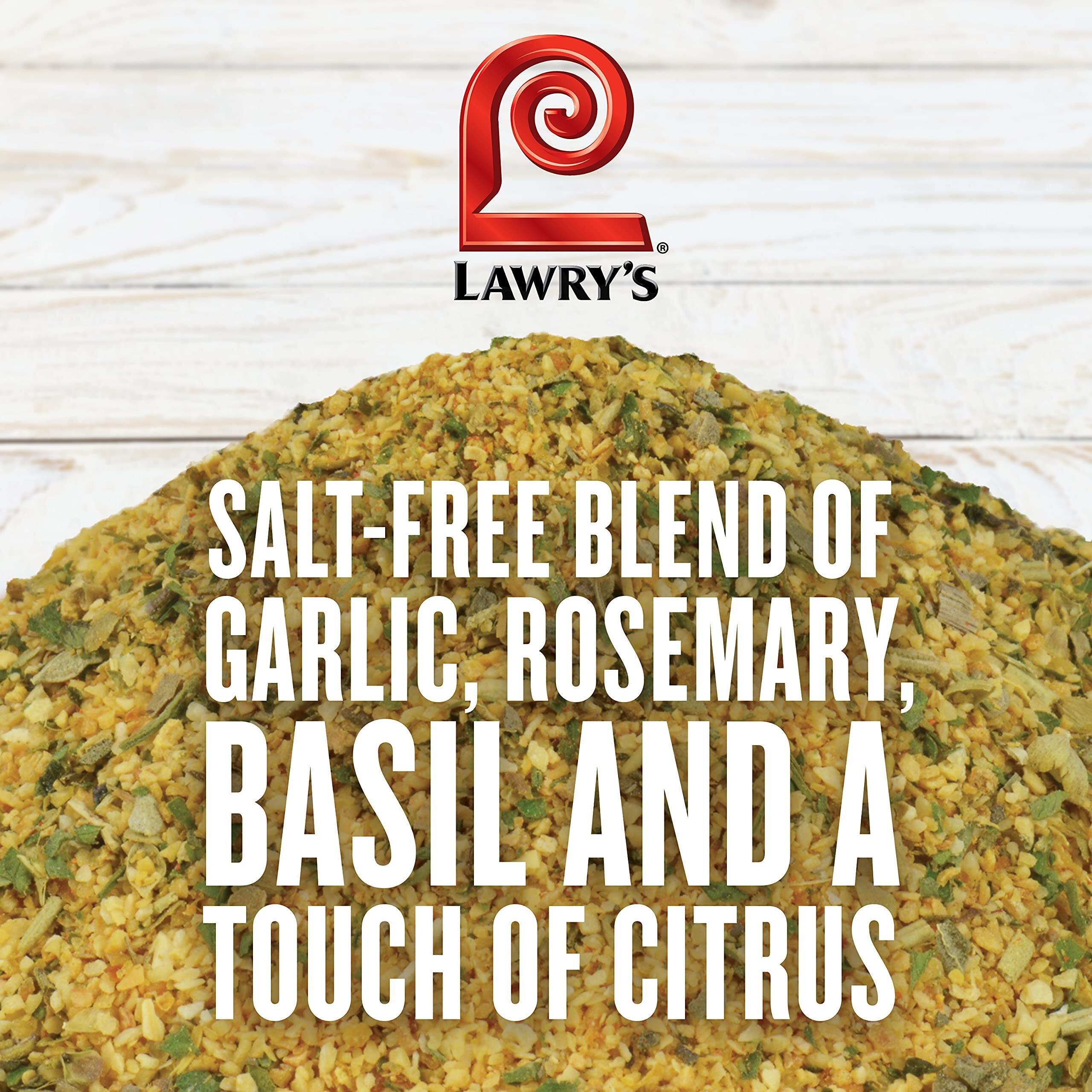 Lawry's Garlic & Herb Seasoning, 20 Oz - One 20 Ounce Container Of Garlic And Herb Seasoning Blend Of Garlic, Rosemary, Basil, And Citrus Perfect For Seafood, Beef, And Poultry