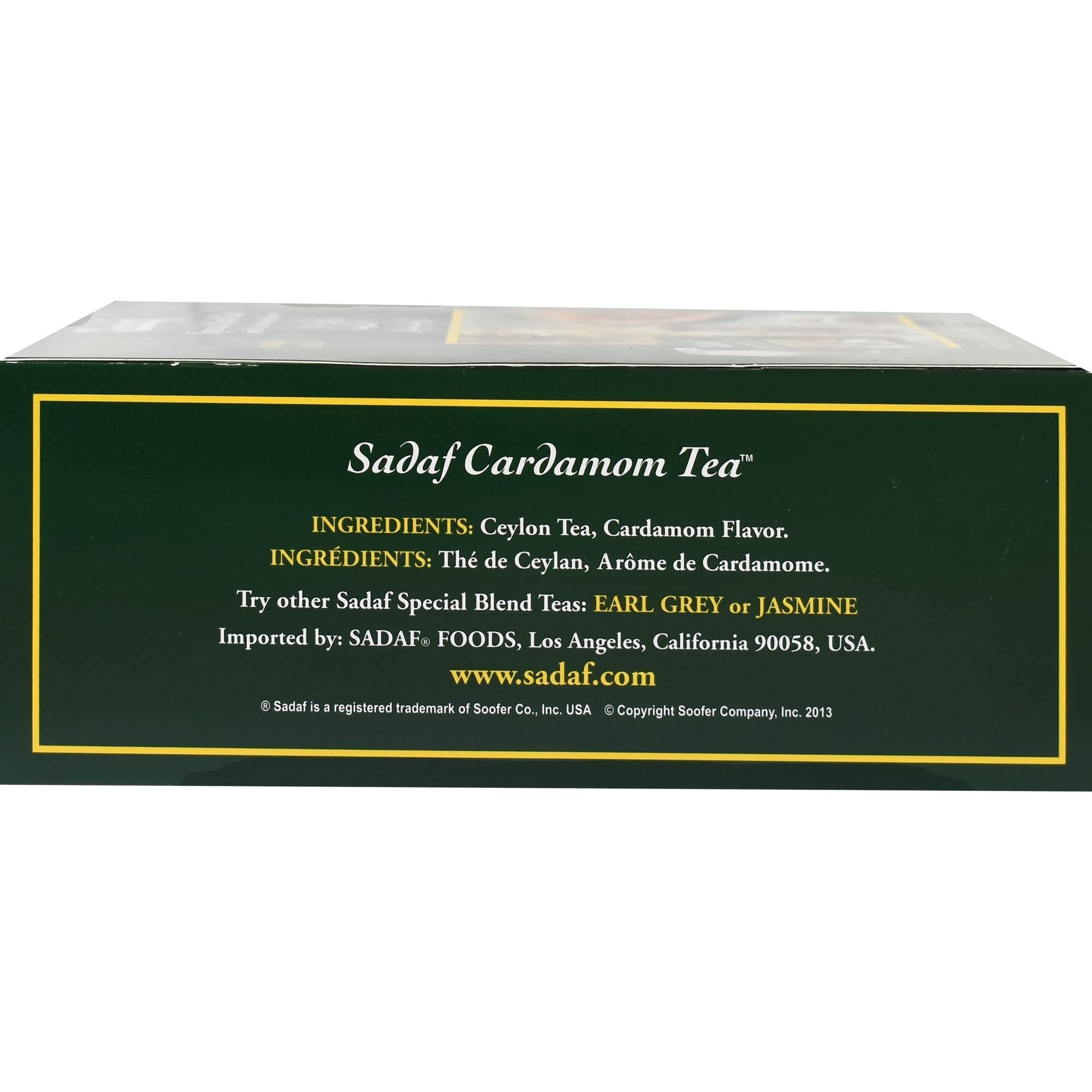 Sadaf Cardamom Tea Bags - Special Blend Cardamom Ceylon Black Tea - Quicktea Product Harvested In Sri Lanka - 50 Individually Foiled Teabags (Pack Of 1)