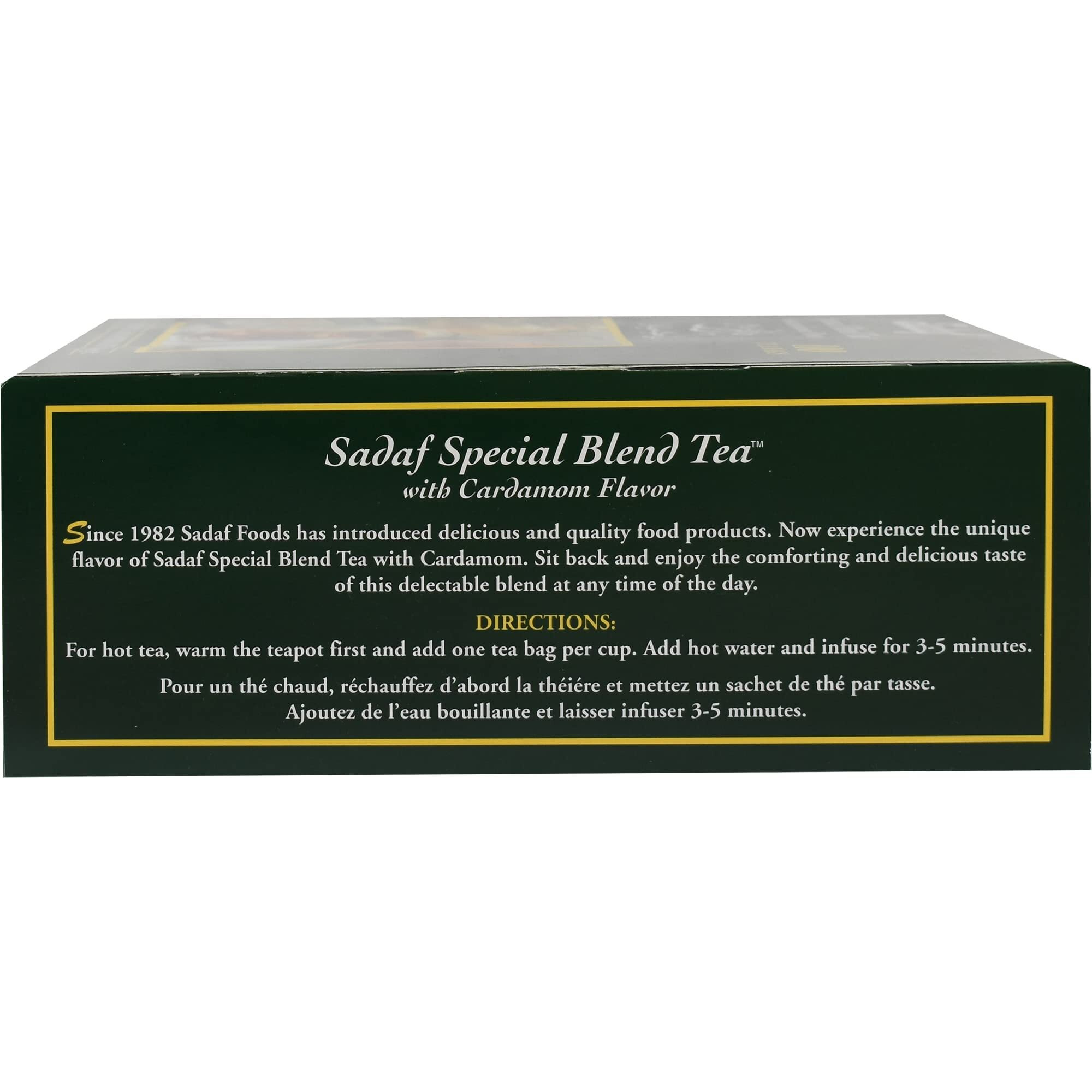 Sadaf Cardamom Tea Bags - Special Blend Cardamom Ceylon Black Tea - Quicktea Product Harvested In Sri Lanka - 50 Individually Foiled Teabags (Pack Of 1)