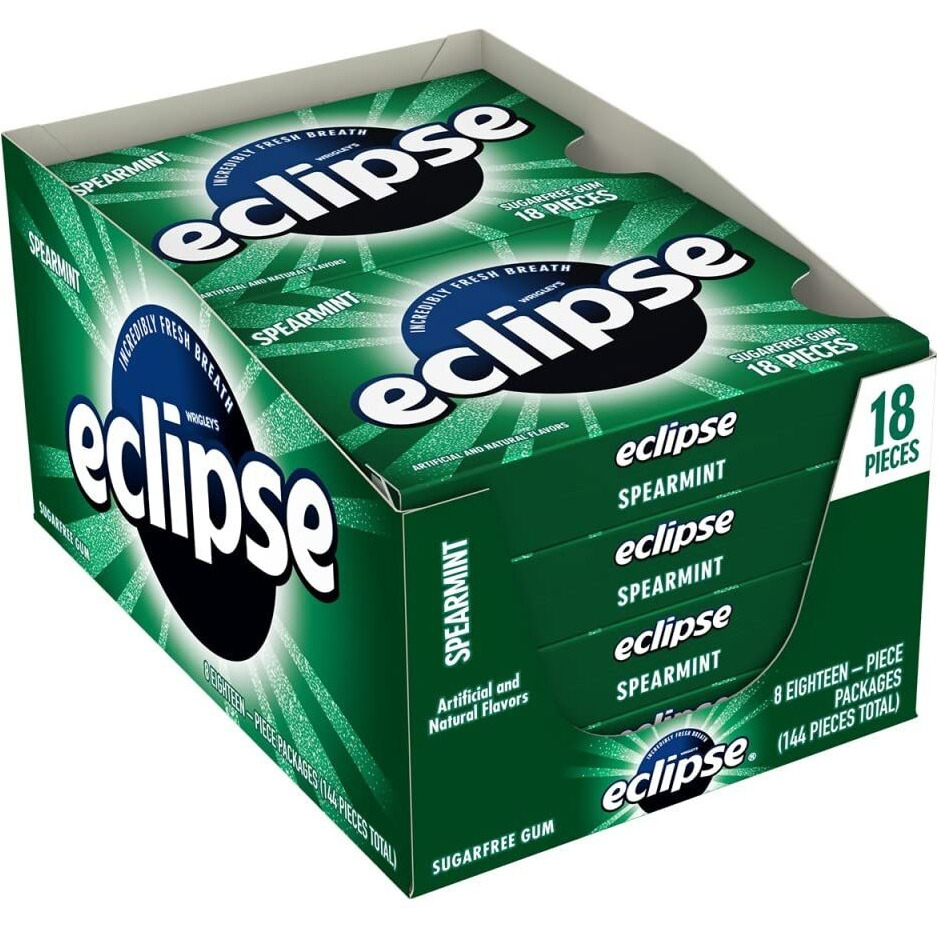 Eclipse Gum Spearmint Sugar Free Gum,18 Count (Pack Of 8)