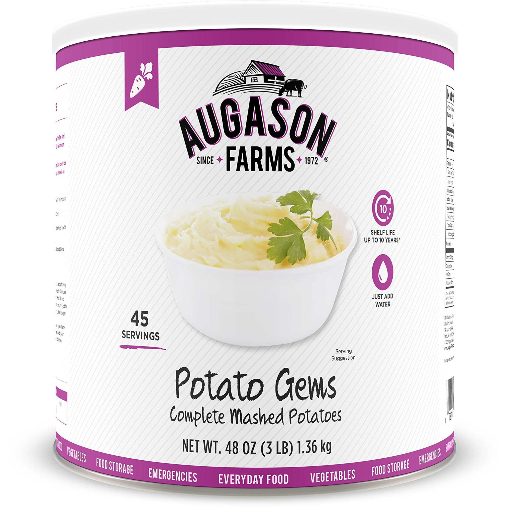 Augason Farms Potato Gems Complete Mashed Potatoes 3 Lbs No. 10 Can