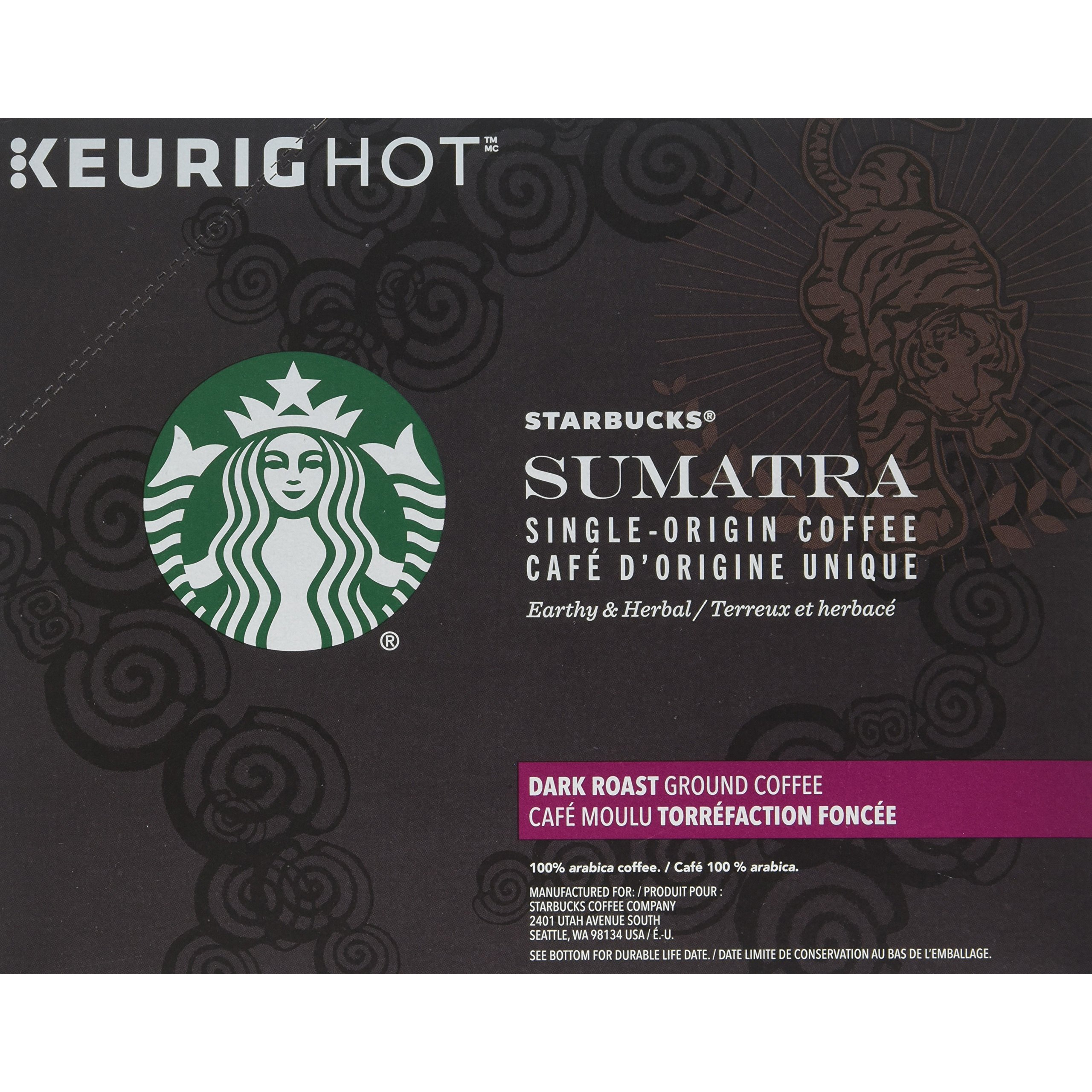 Starbucks Coffee K-Cup Pods, Sumatra Single-Origin Coffee, Dark Roast Ground Coffee, Keurig Genuine K-Cup Pods, 32 Ct K-Cup Pods Per Box (Pack Of 3)