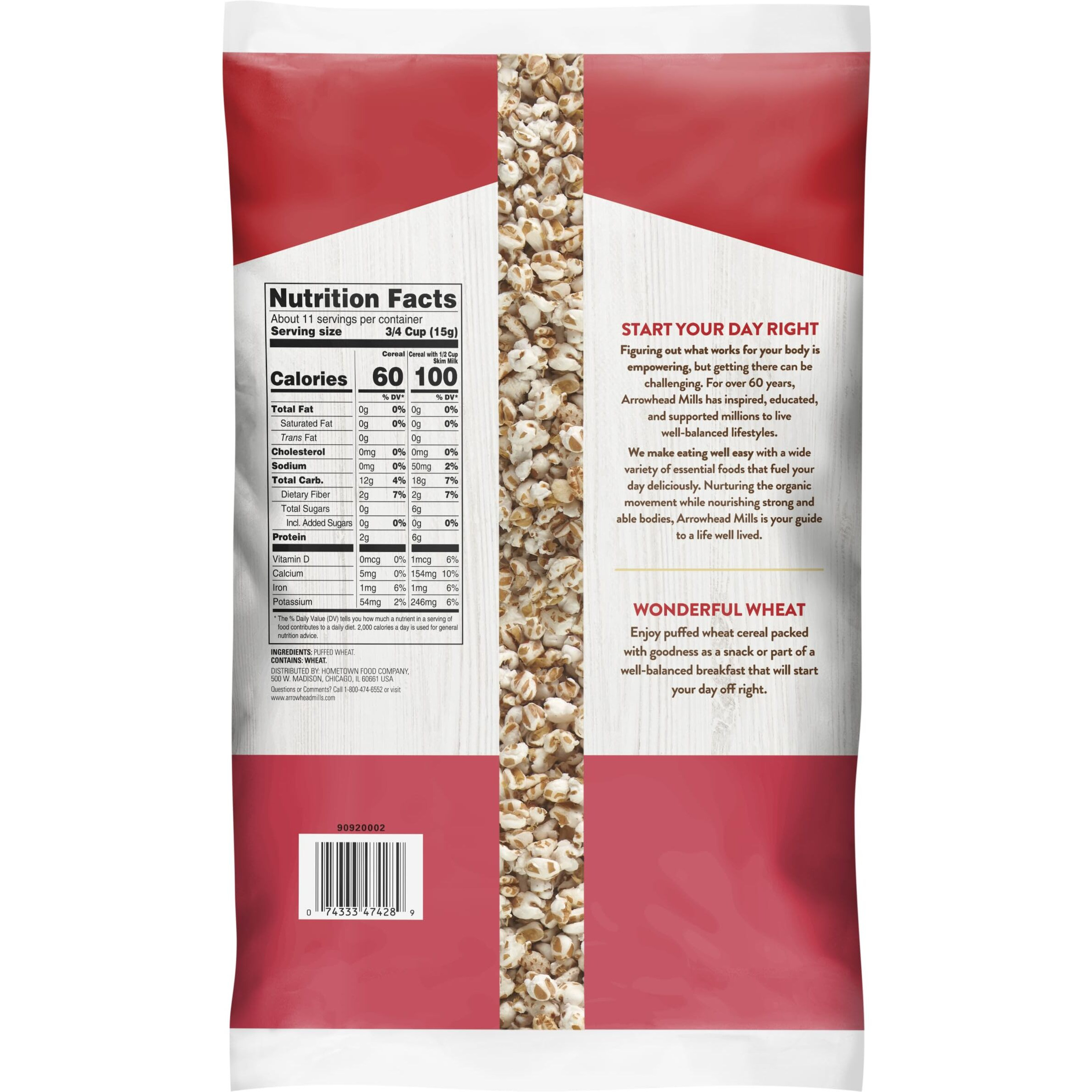 Arrowhead Mills Cereal, Puffed Wheat, 6 Oz. Bag (Pack Of 12)