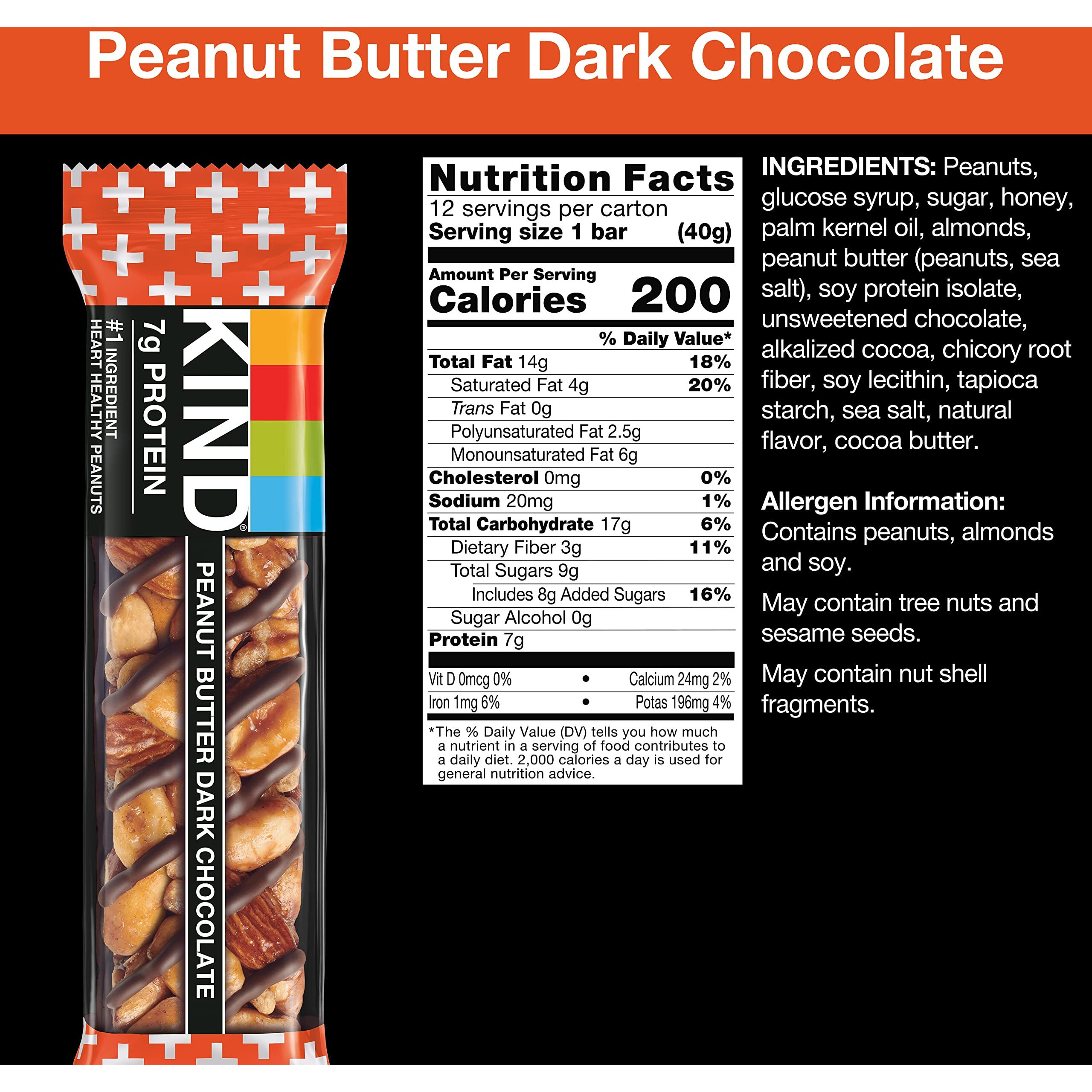 Kind Bars, Peanut Butter Dark Chocolate, Healthy Snacks, Gluten Free, 24 Count