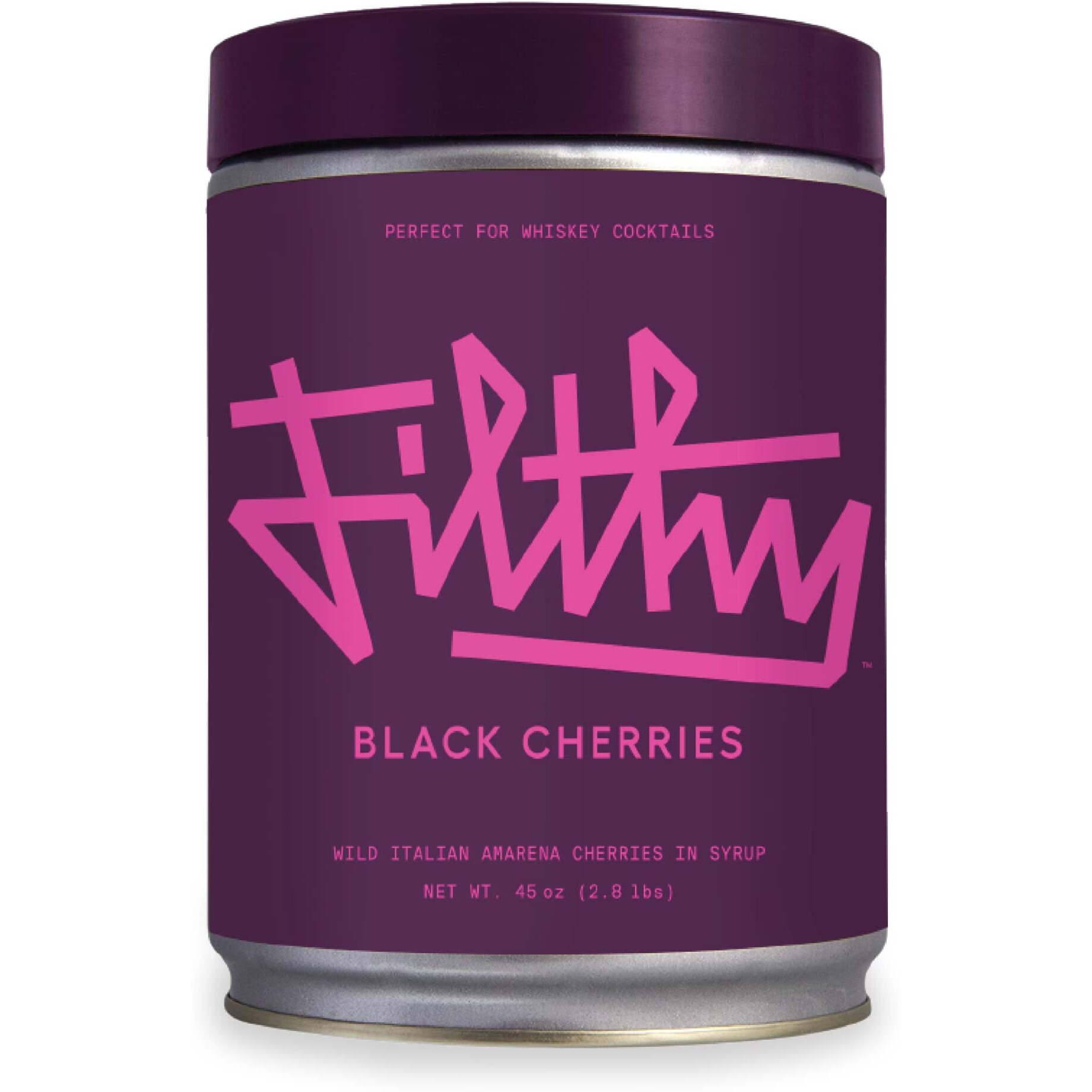 Filthy Black Amarena Cocktail Cherries, 45 Oz Tin, 170 Cherries