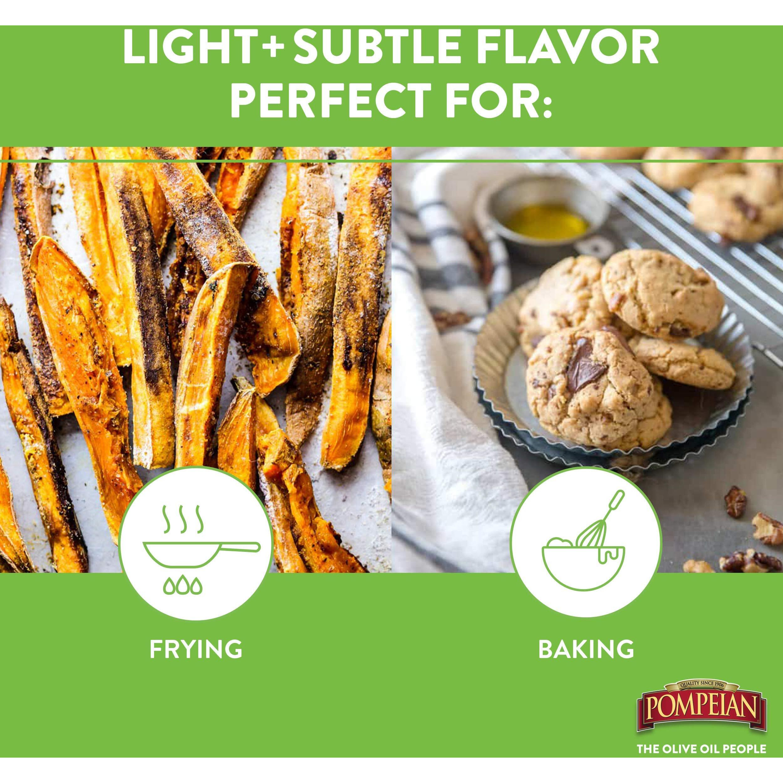 Pompeian Light Taste Olive Oil, Subtle Flavor, Perfect For Frying & Baking, Naturally Gluten Free, Non-Allergenic, Non-Gmo, 32 Fl. Oz.