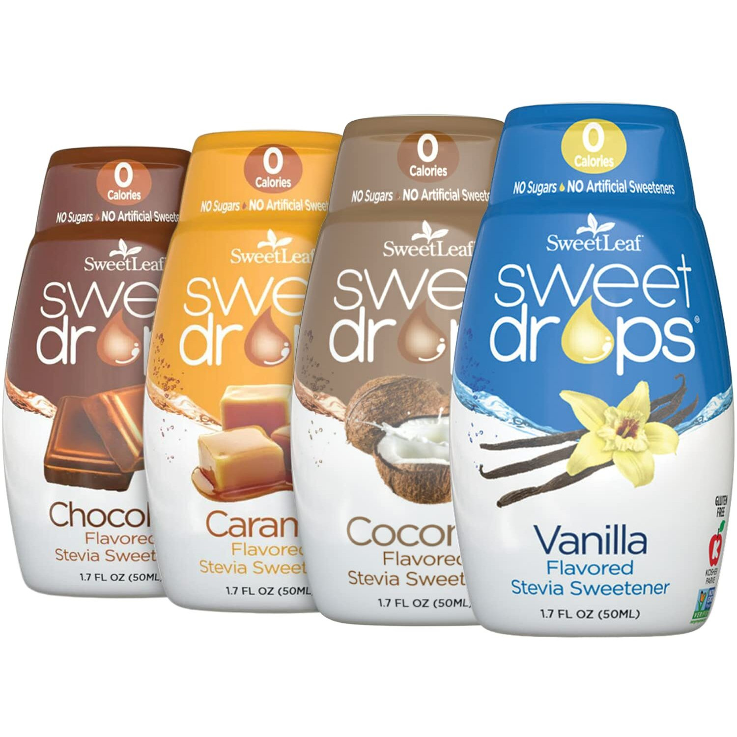 Sweetleaf Sweet Drops Stevia Liquid Sweetener Variety Pack - Sweeten And Flavor Foods, Keto Coffee With Sugar Free, Zero Calorie, Non-Glycemic Response Sweetleaf Stevia Drops, 1.7 Fl Oz Ea (Pack Of 4)