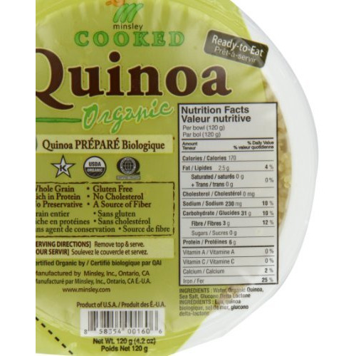 Minsley Cooked Organic Quinoa, 4.2 Oz. (Pack Of 12)