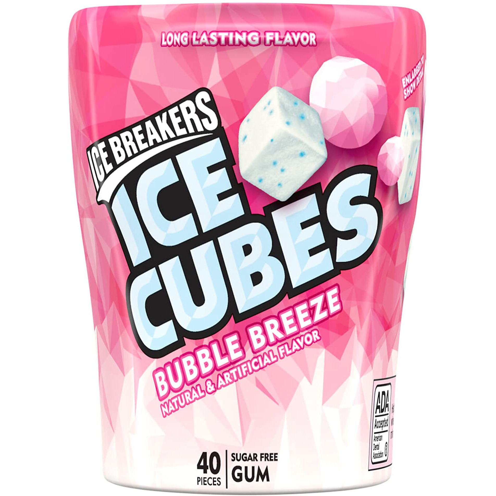 Ice Breakers Ice Cubes Bubble Breeze Sugar Free Chewing Gum Bottles, 3.24 Oz (6 Count, 40 Pieces)