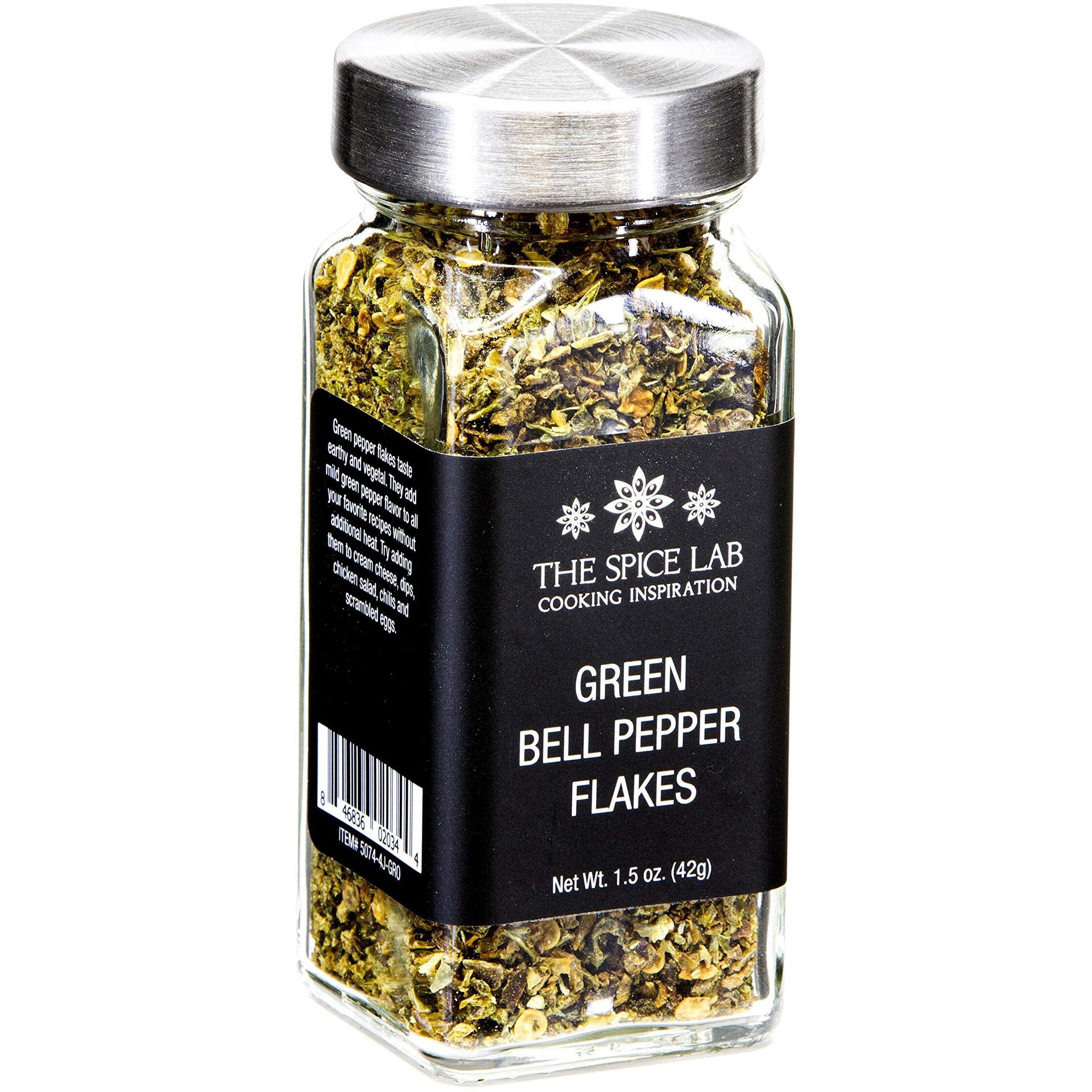 The Spice Lab Green Bell Pepper - Sweet Dehydrated Green Bell Pepper Flakes - French Jar - Kosher Vegan Seasoning - Great For Pizza Seasoning Or Taco Seasoning - 5074