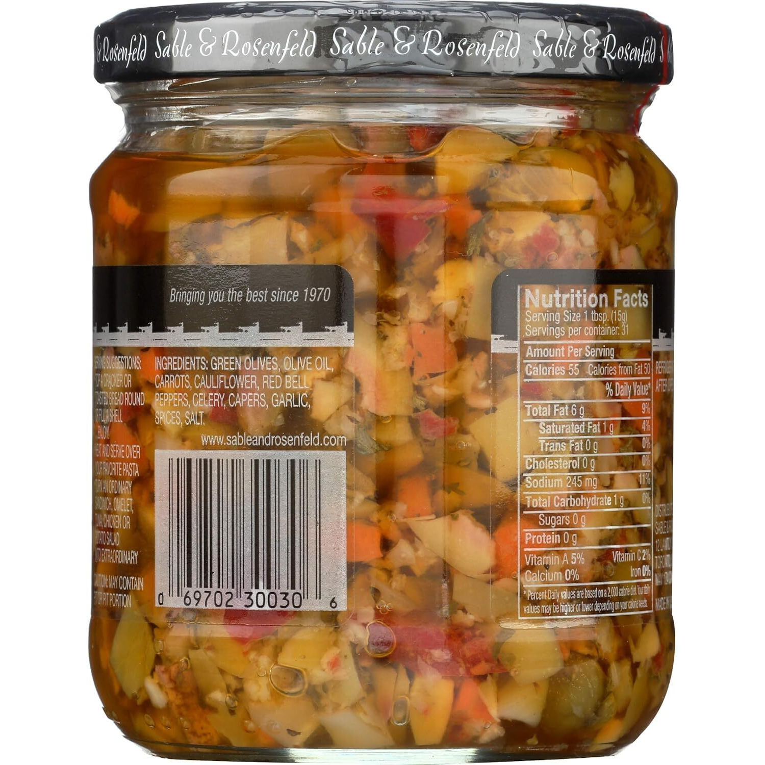 Sable & Rosenfeld Mediterranean Olive Bruschetta - Gluten-Free Green Olive Sandwich Spread With Olive Oil For Muffuletta, Sandwiches, Dips - 16 Ounce (Pack Of 6)