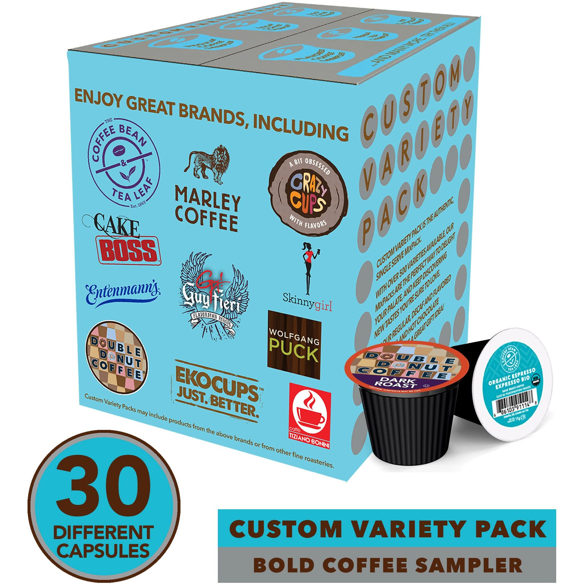 Custom Variety Pack Coffee Pod Variety Pack, Dark Roast And Bold Flavors, Single Serve Cups For Keurig K-Cup Machines - Robust Assortment With No Duplicates, 30 Count - Great Coffee Gift