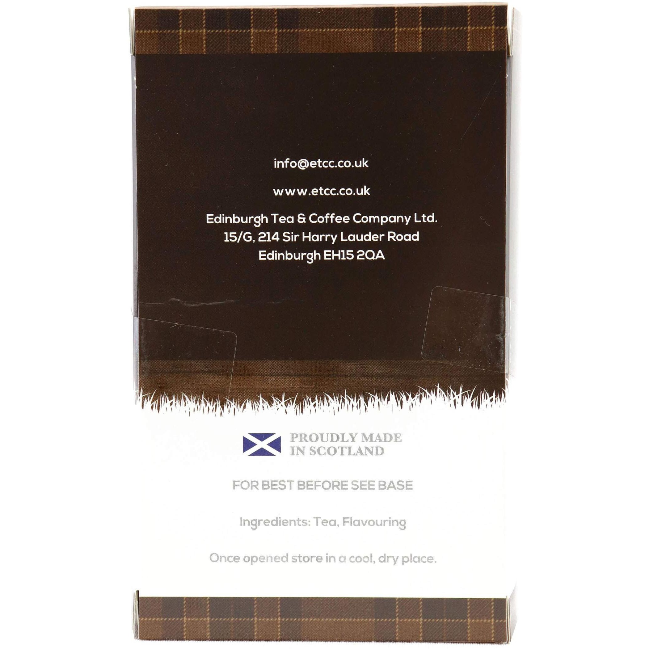 Edinburgh Tea & Coffee Company Whisky Flavoured Black Tea, 25 Count Envelope/Tag Teabags