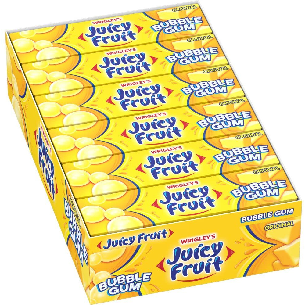 Juicy Fruit Gum Original Bubble Chewing Gum, 5 Count (Pack Of 18)